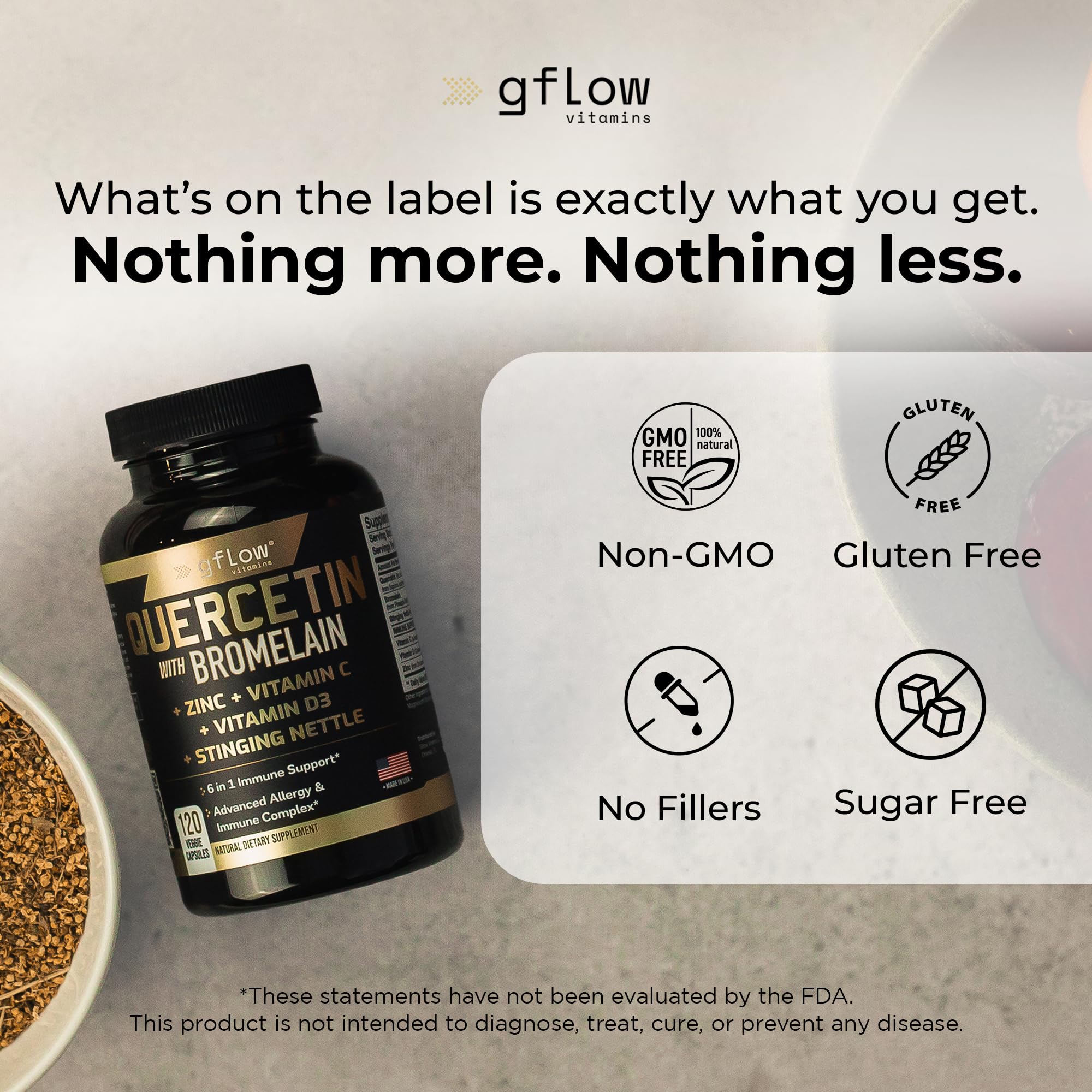 gflow vitamins Quercetin Bromelain Capsules in a lifestyle setting