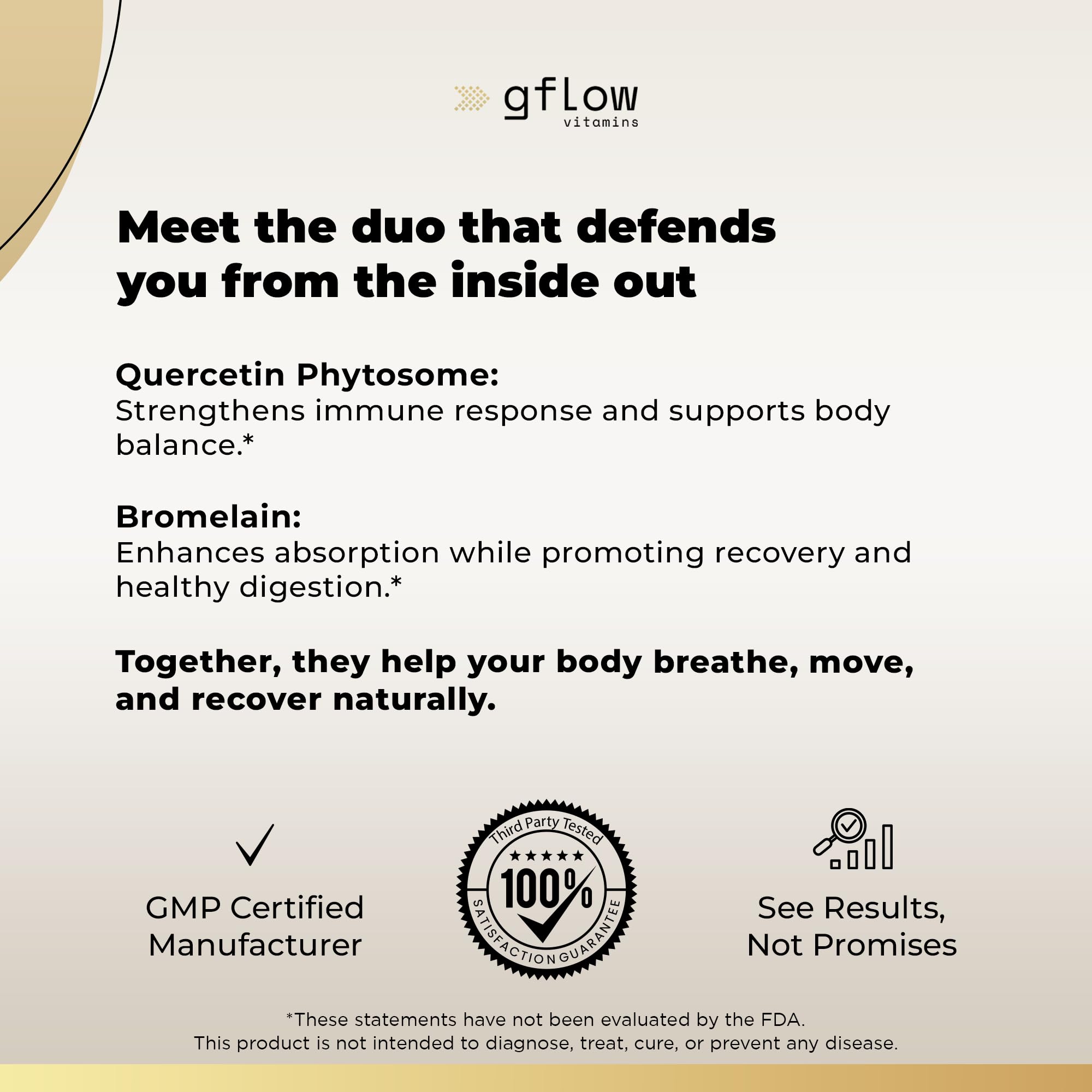 gflow vitamins Quercetin Phytosome with Bromelain 50g in a wellness setting