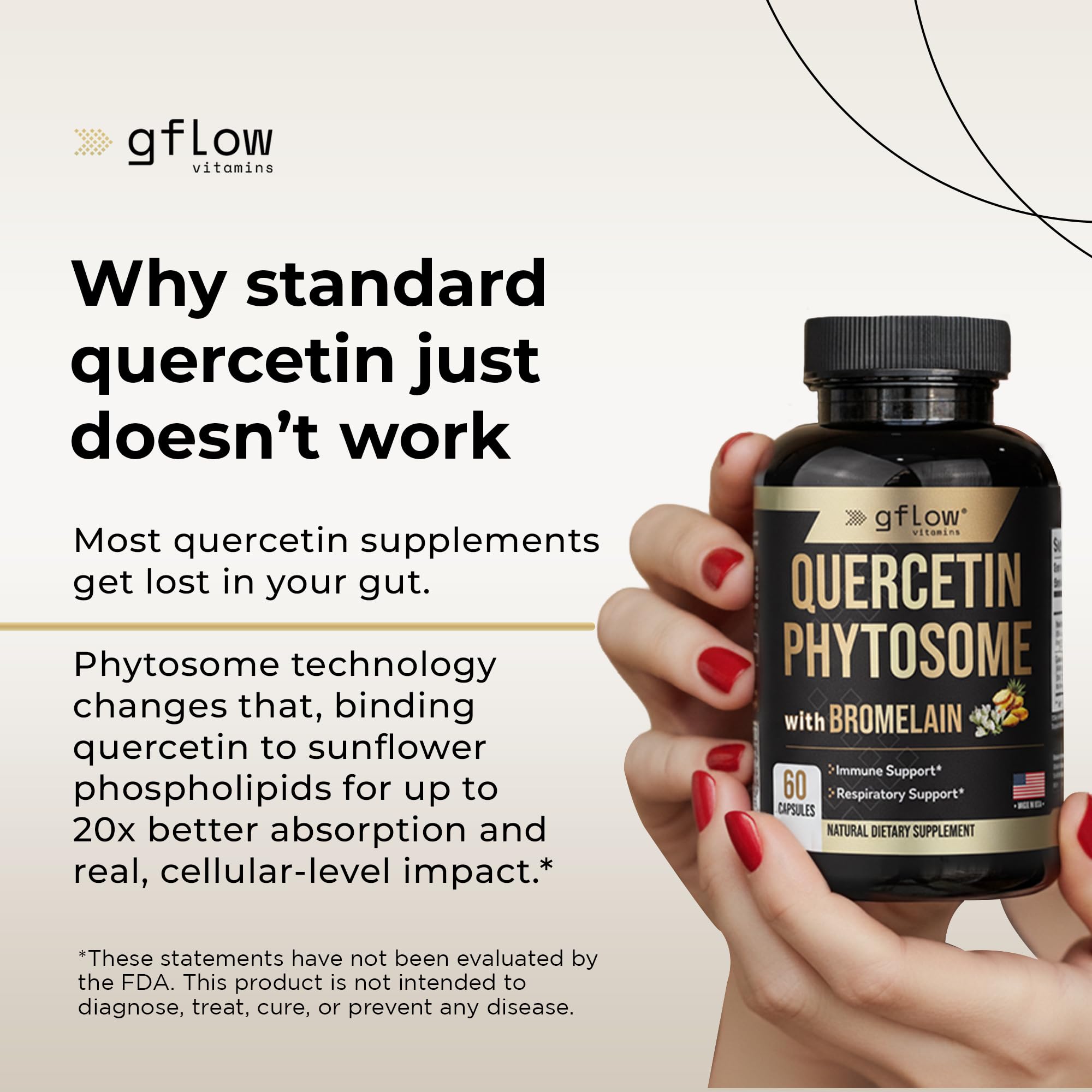 gflow vitamins Quercetin Phytosome with Bromelain 50g packaging