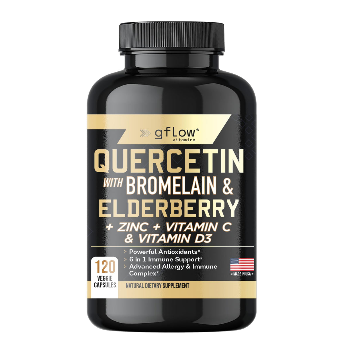 gflow vitamins Quercetin Zinc Supplement front view