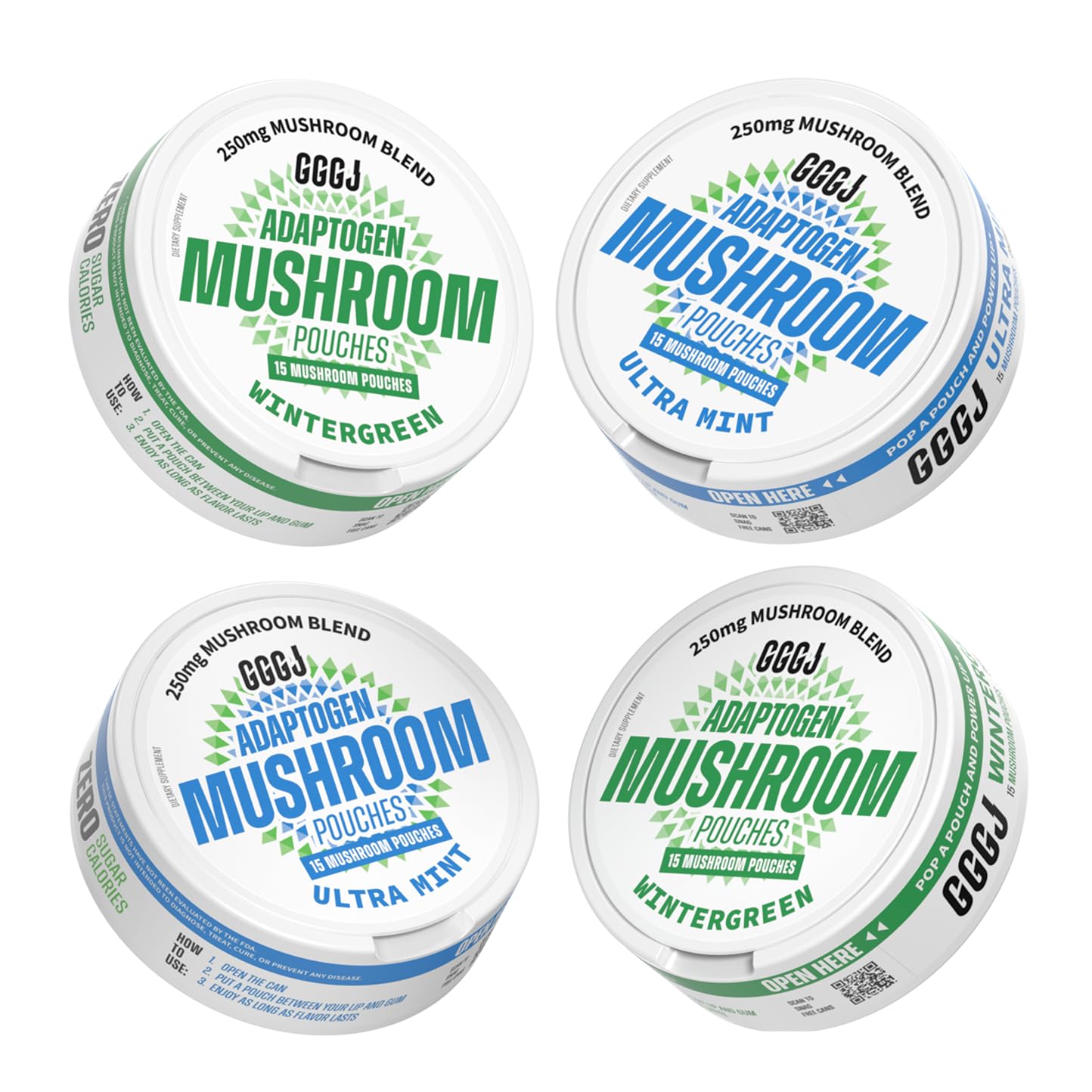 GGGJ Mushroom Pouches Variety Pack packaging front view