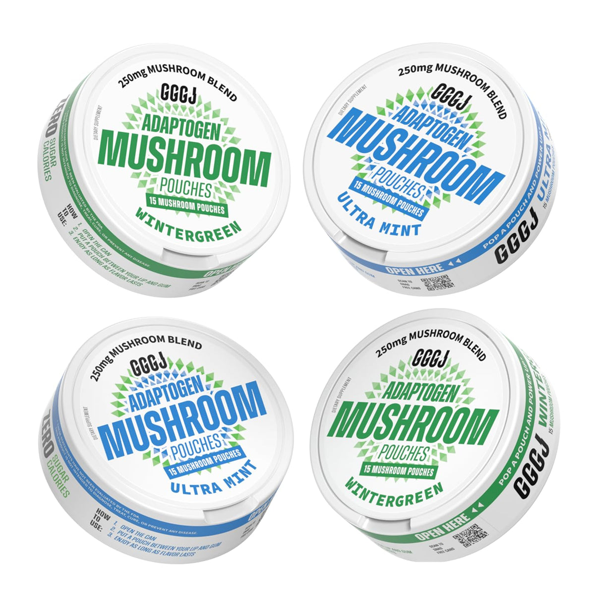 GGGJ Mushroom Pouches Variety Pack packaging front view