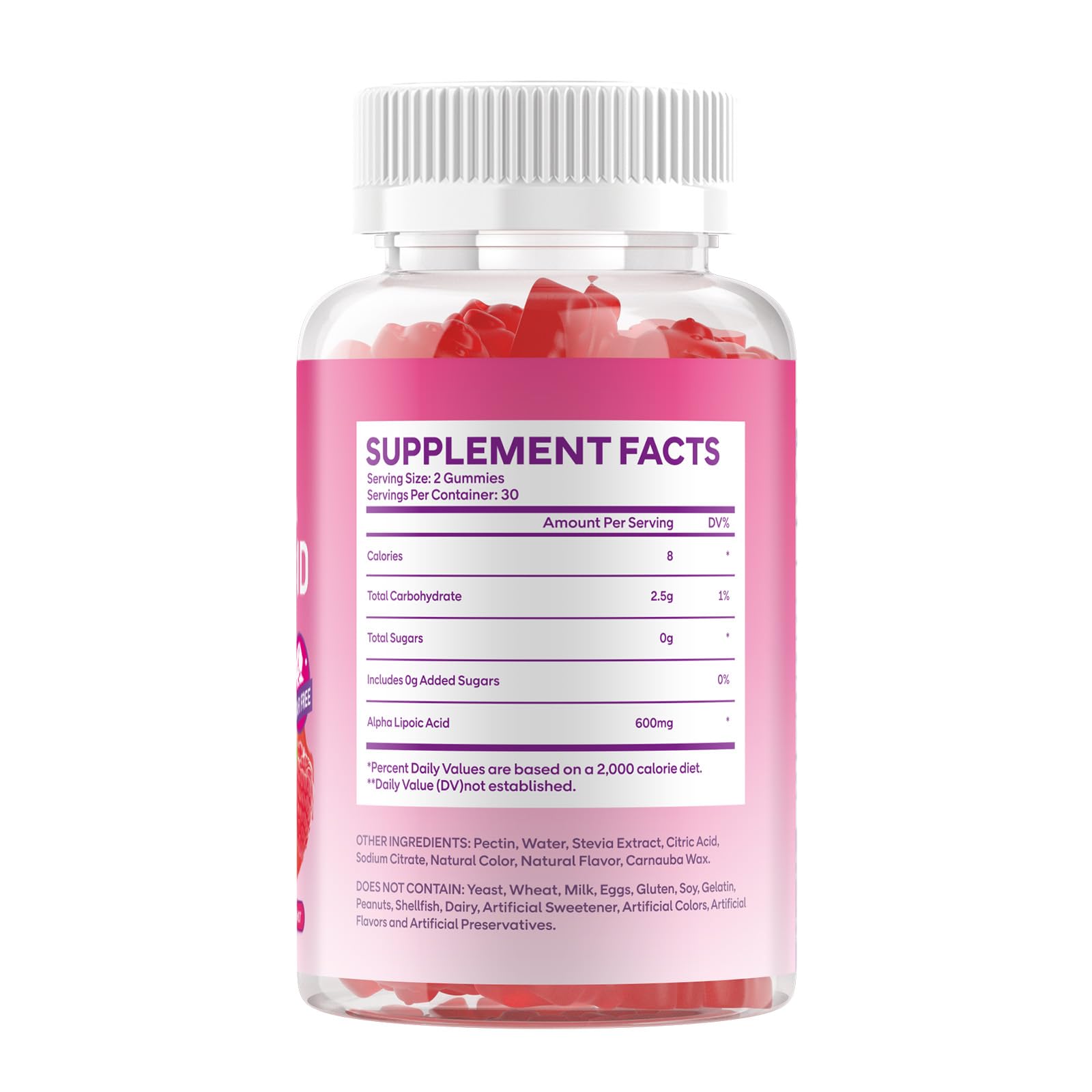 GGMMUU Alpha Lipoic Acid Gummies with a glass of water