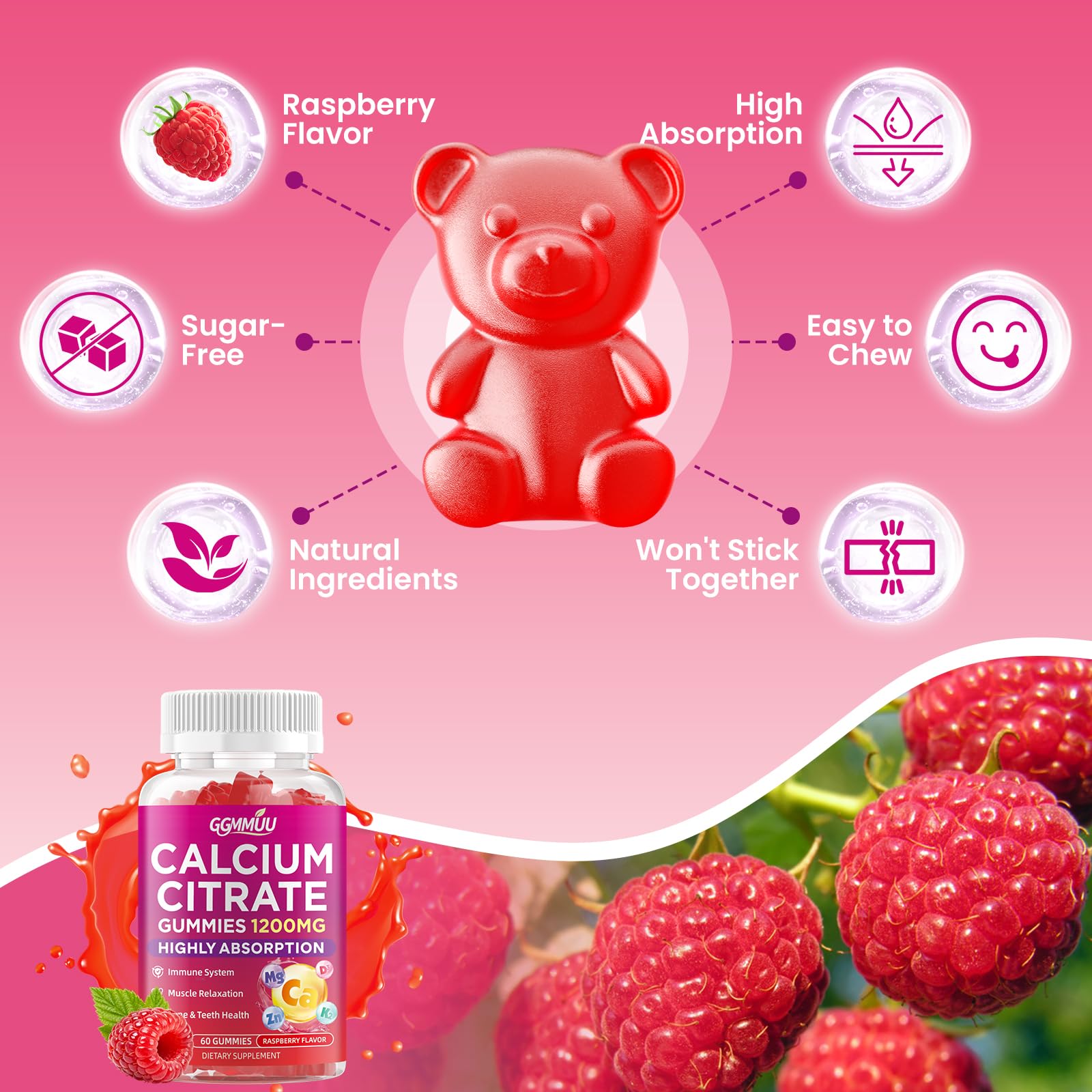GGMMUU Calcium Citrate Gummies ingredients list on the bottle
