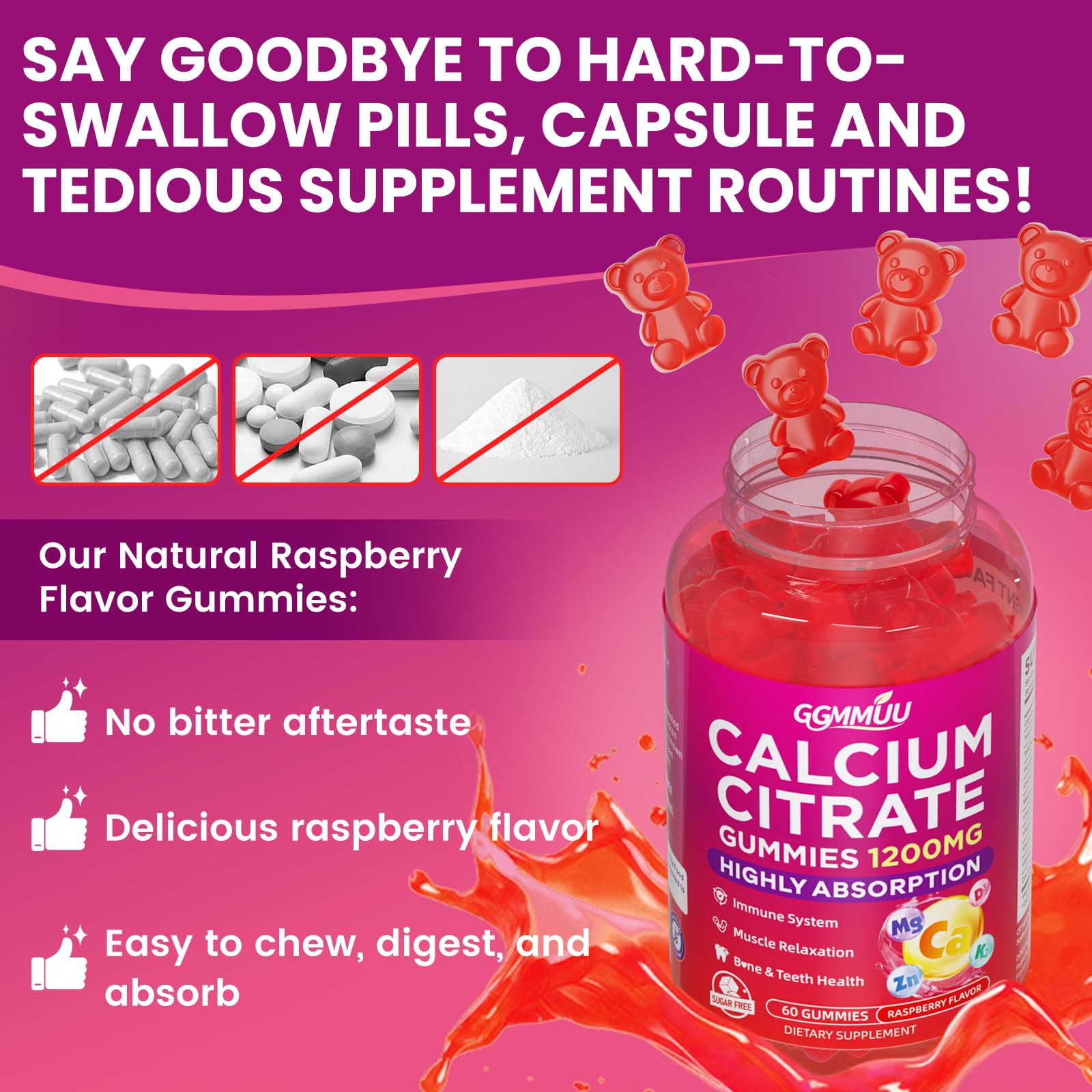 GGMMUU Calcium Citrate Gummies nutrition facts label