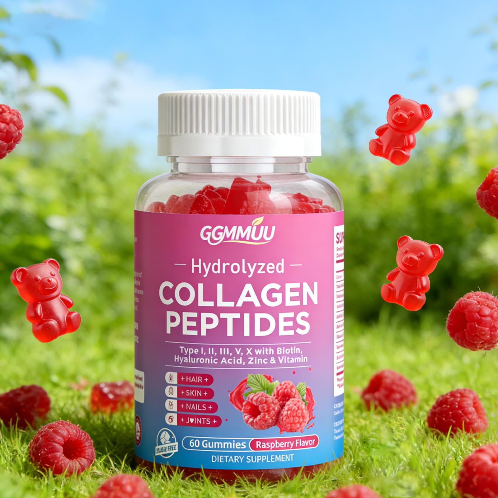 GGMMUU Multi-Collagen Gummies with nutritional information