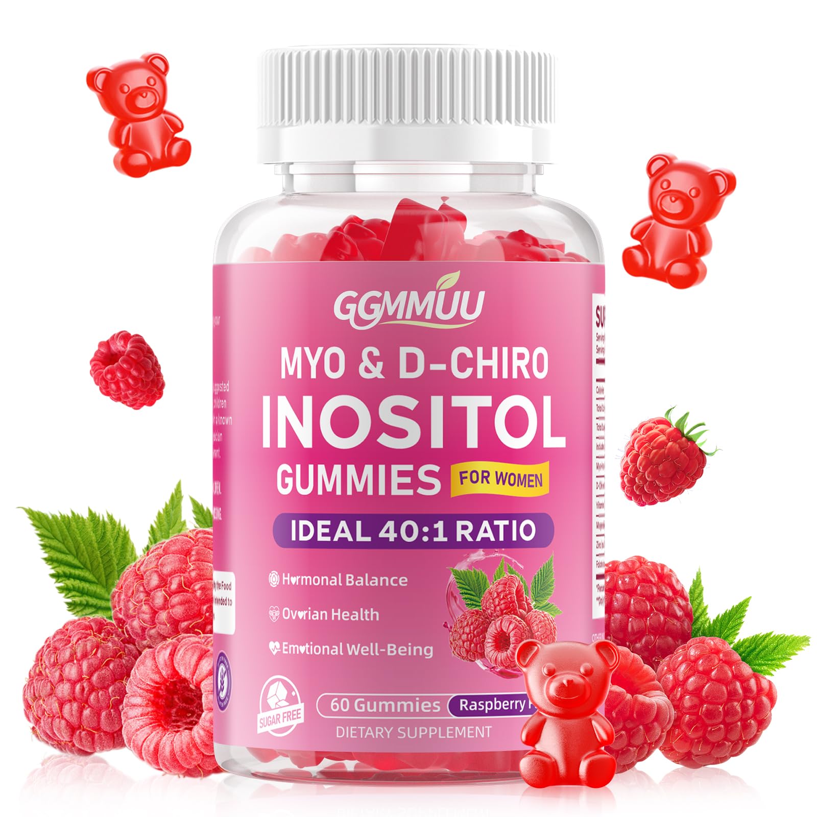 GGMMUU Myo-Inositol & D-Chiro Gummies front view