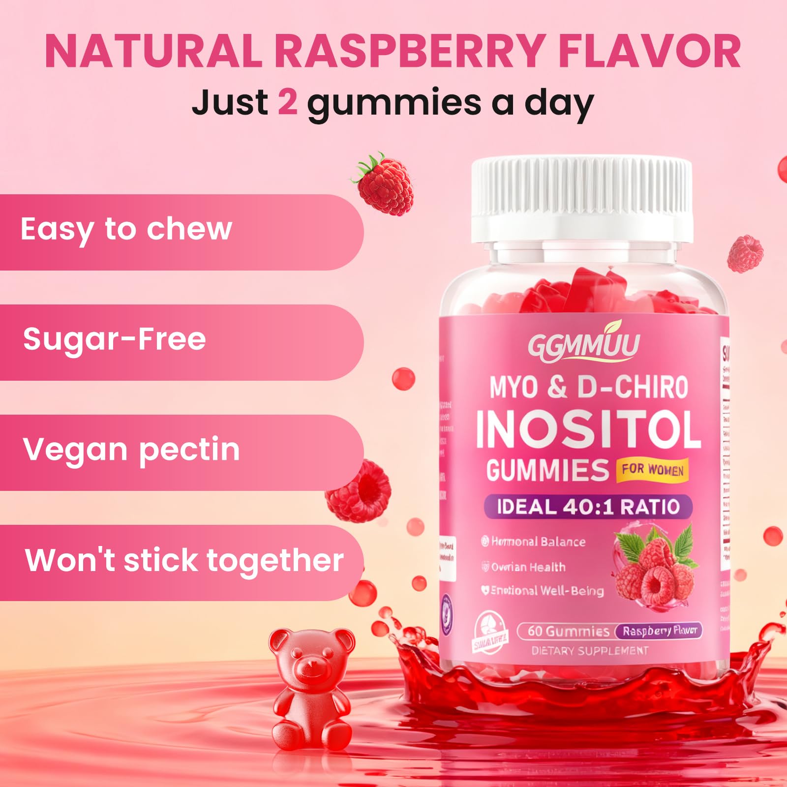 GGMMUU Myo-Inositol & D-Chiro Gummies side view