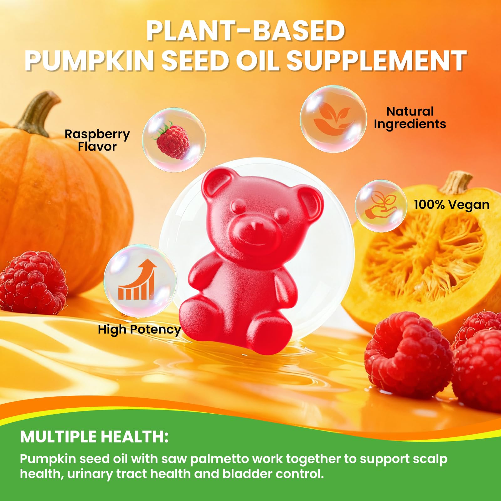 GGMMUU Pumpkin Seed Oil & Saw Palmetto Gummies side view