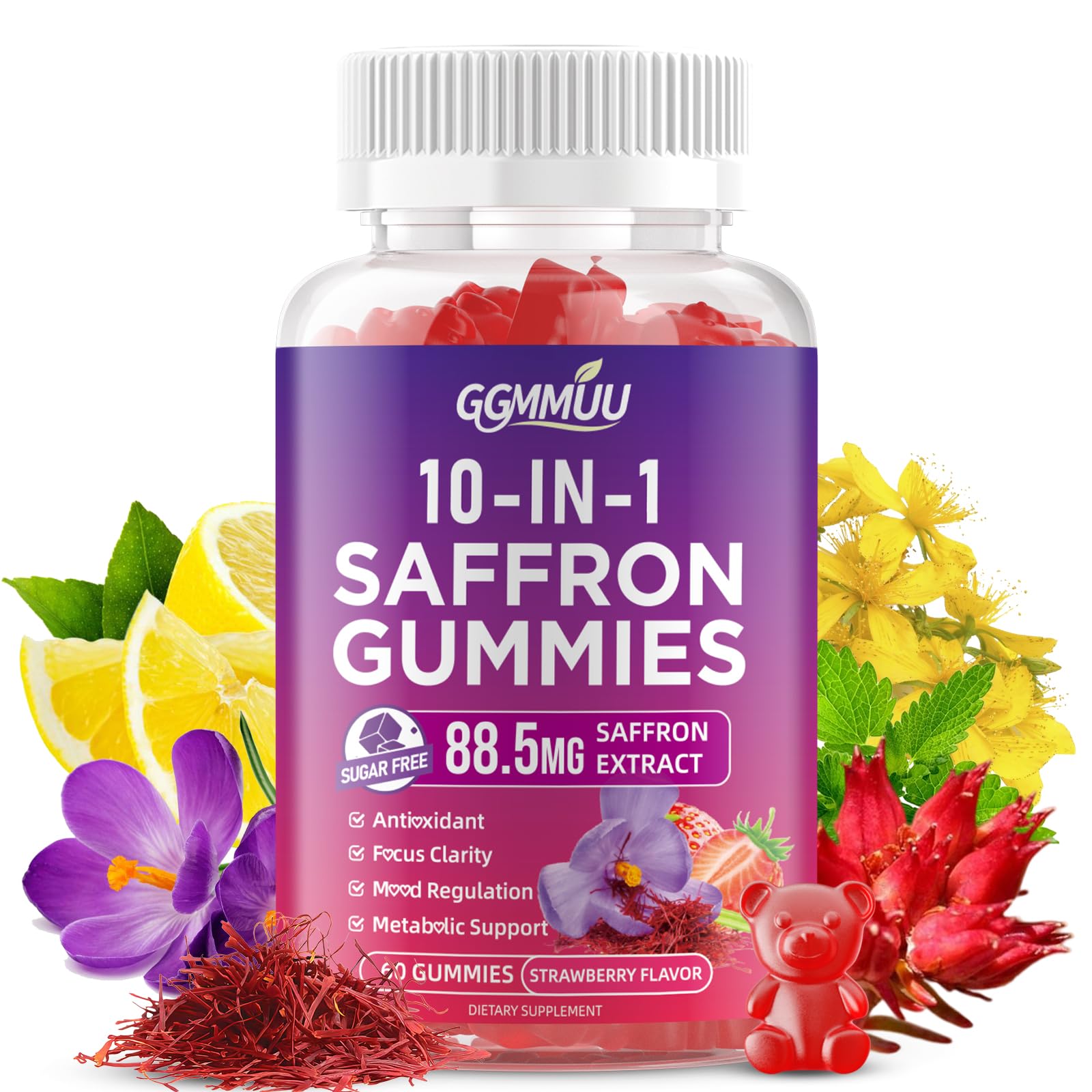 GGMMUU Saffron Gummies front view packaging