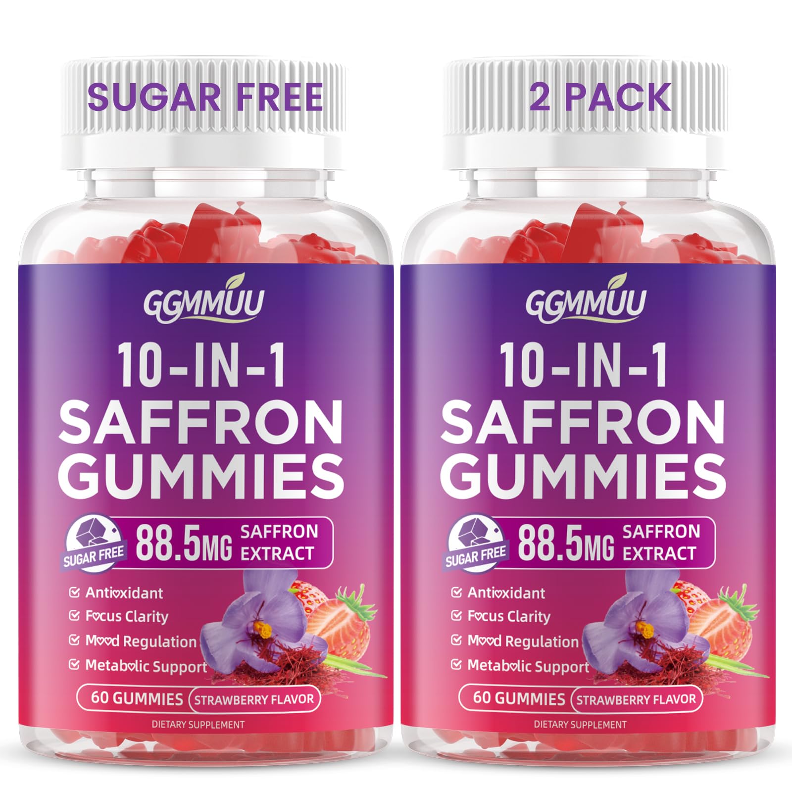 GGMMUU Saffron Gummies front view with packaging