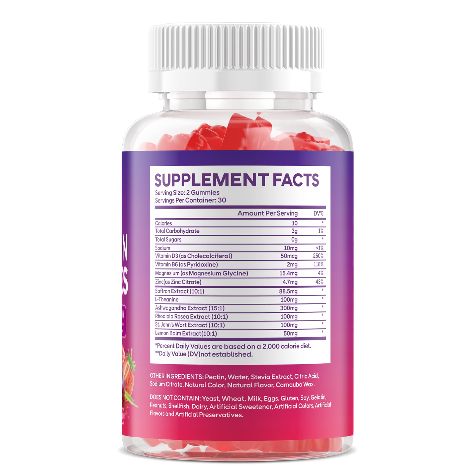 GGMMUU Saffron Gummies opened bottle with gummies visible