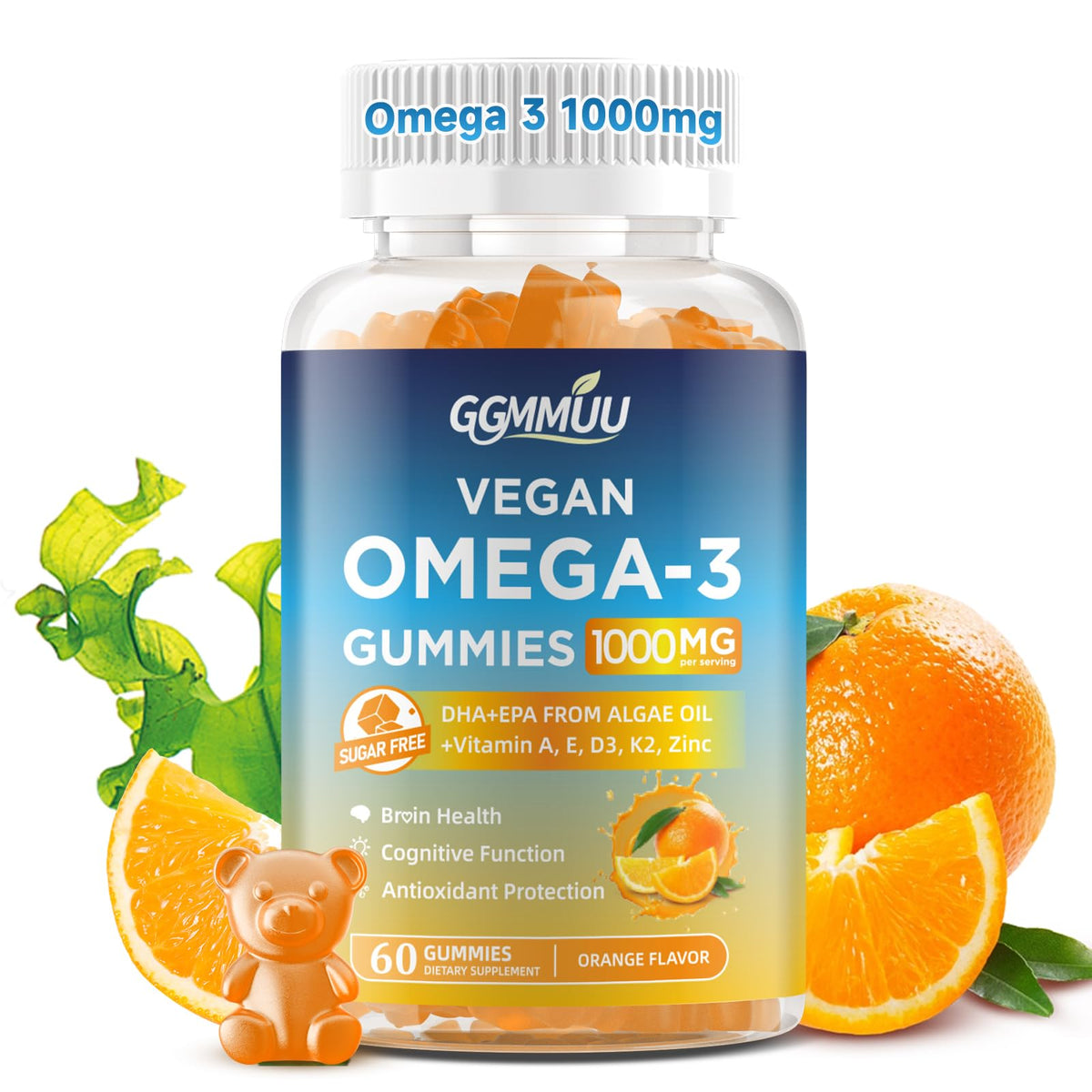 GGMMUU Vegan Omega 3 Gummies 1000mg front view
