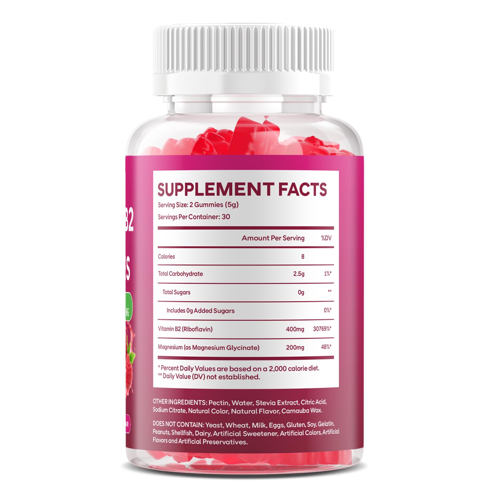 GGMMUU Vitamin B2 gummies nutritional information on packaging