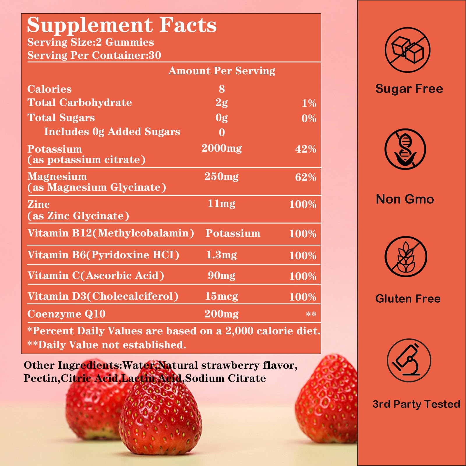 GHKALQ Potassium Citrate Gummies 2000mg strawberry flavour gummies