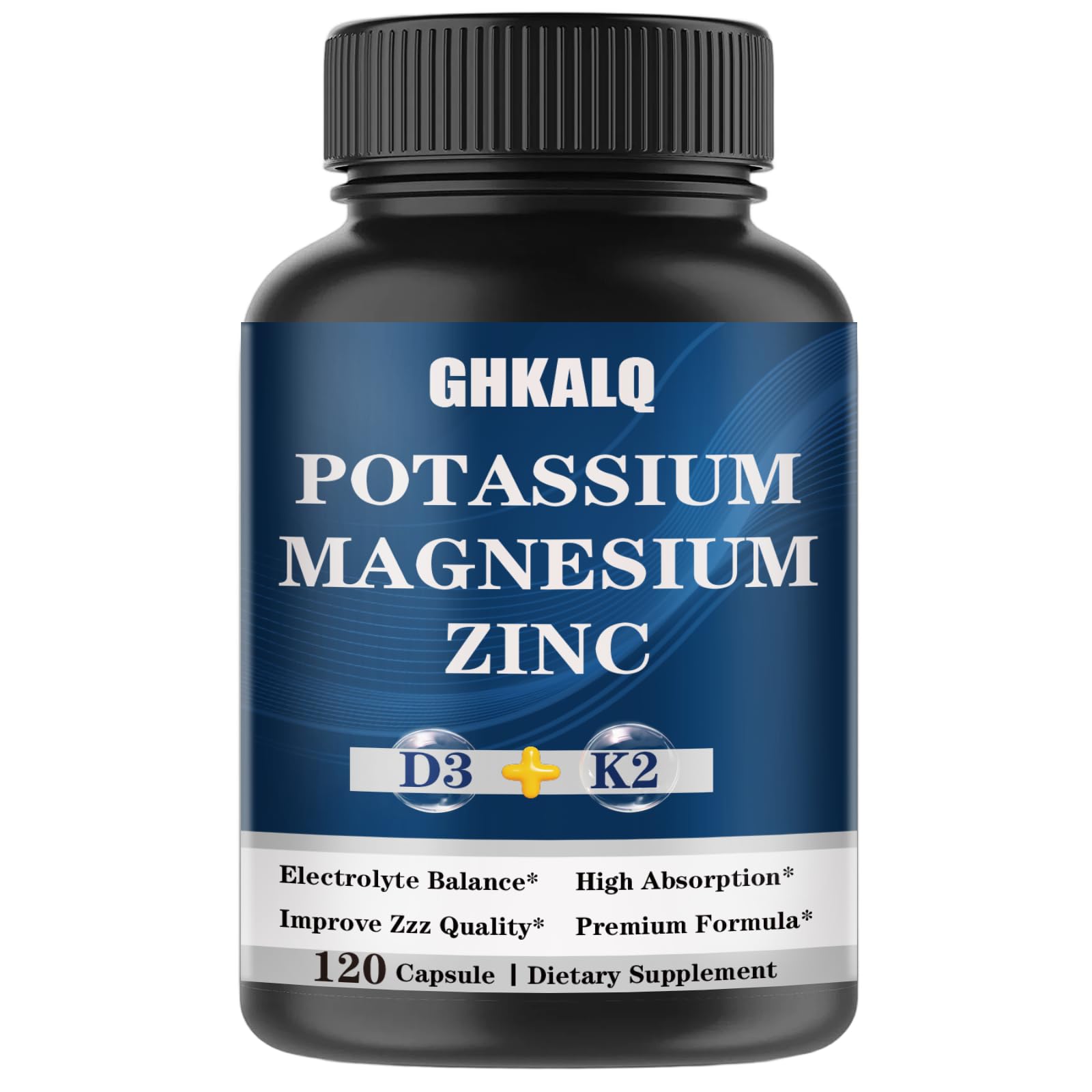 GHKALQ Potassium Magnesium Zinc Supplement bottle front view