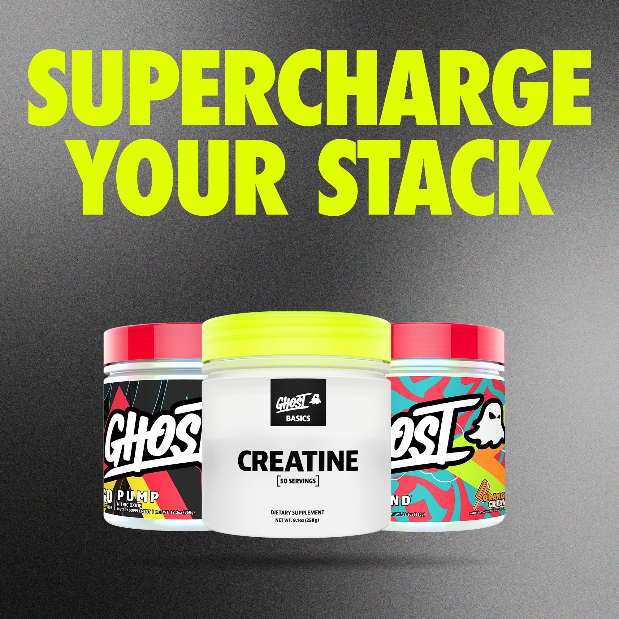 GHOST Basics Creatine Unflavoured Powder 340g with scoop