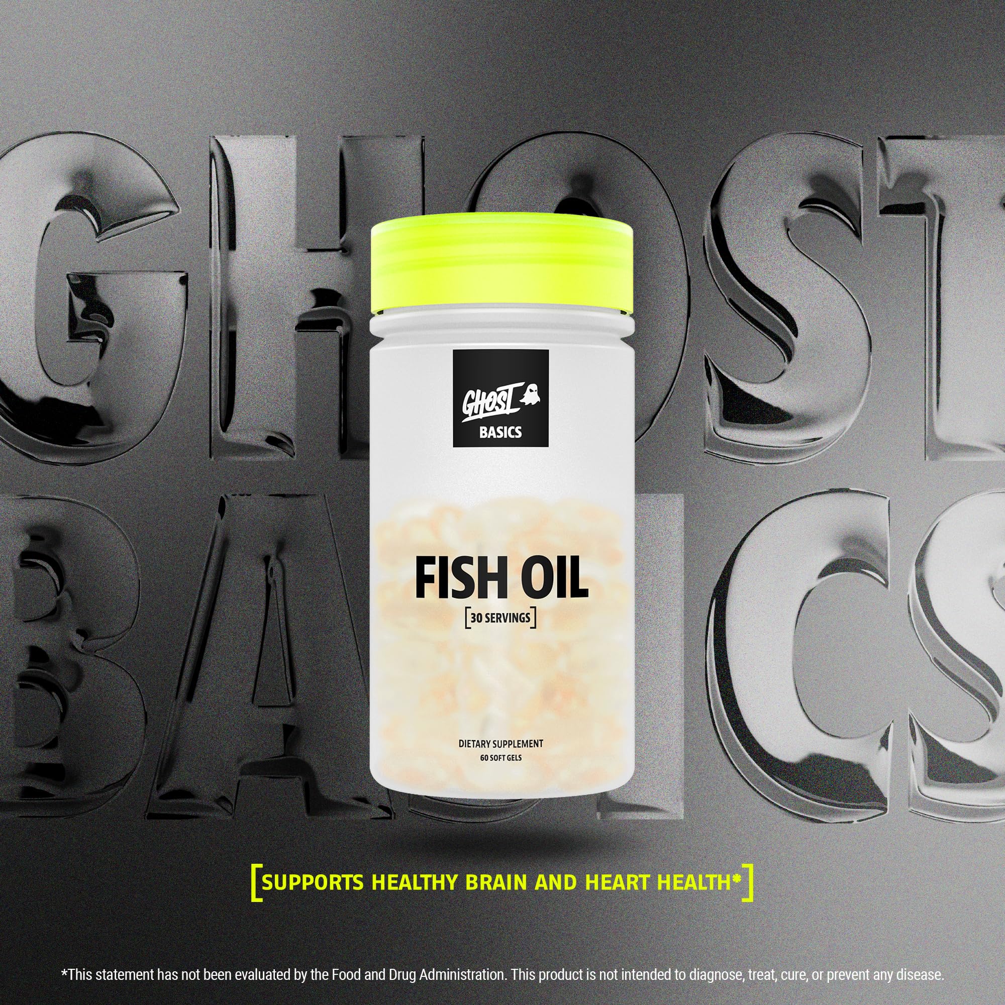 GHOST Basics Fish Oil softgels in packaging