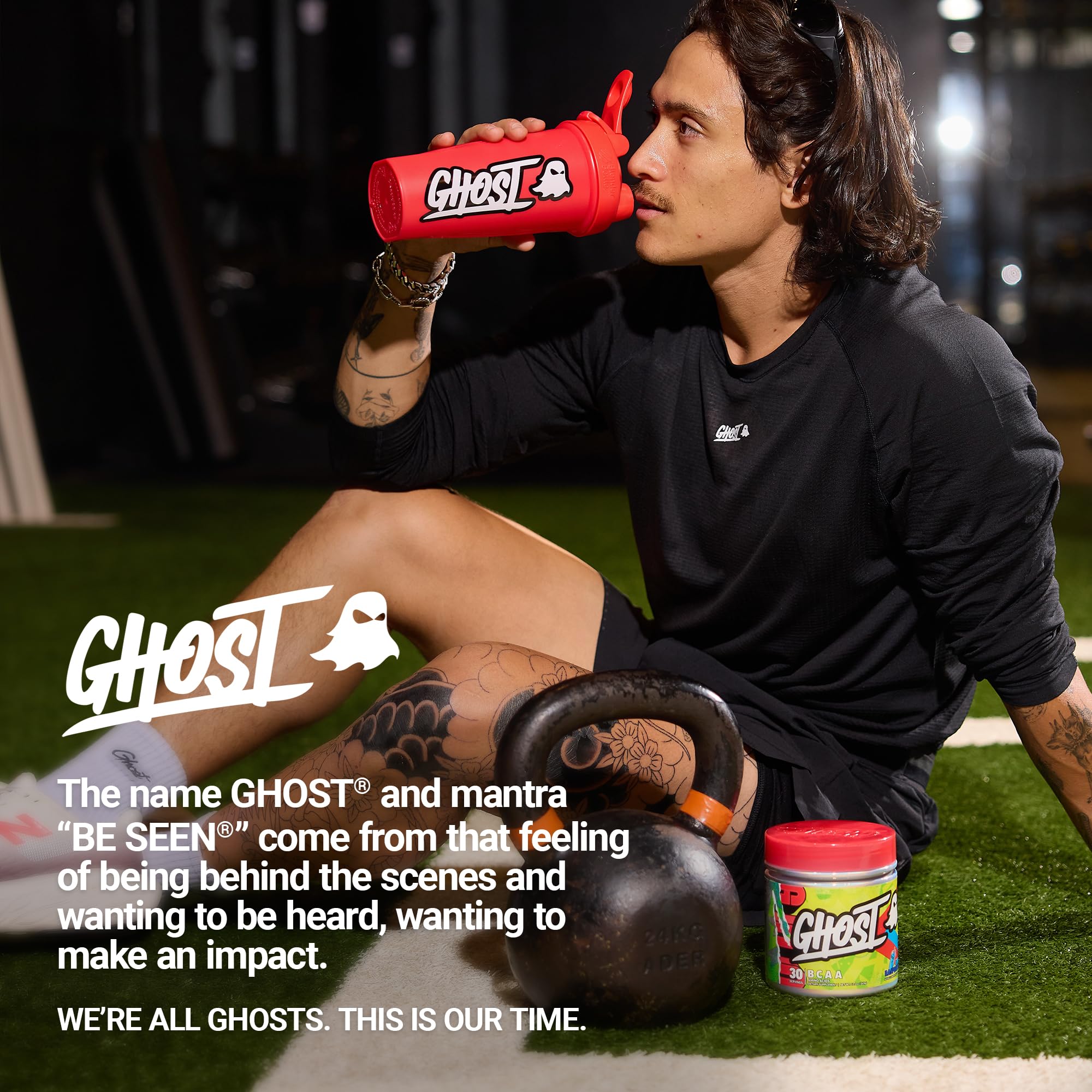 GHOST BCAA Blue Raspberry back view with nutritional information