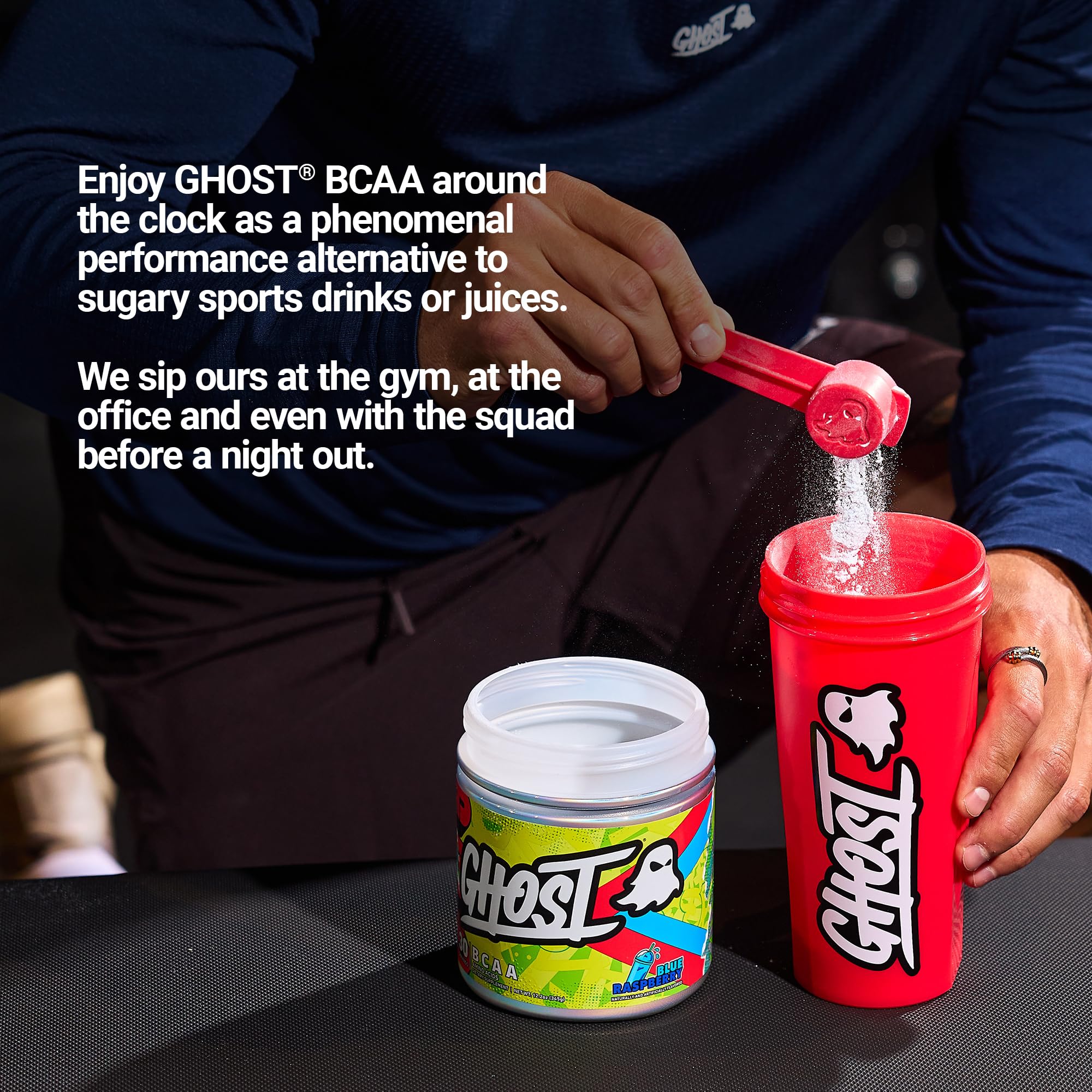 GHOST BCAA Blue Raspberry ingredients list on label