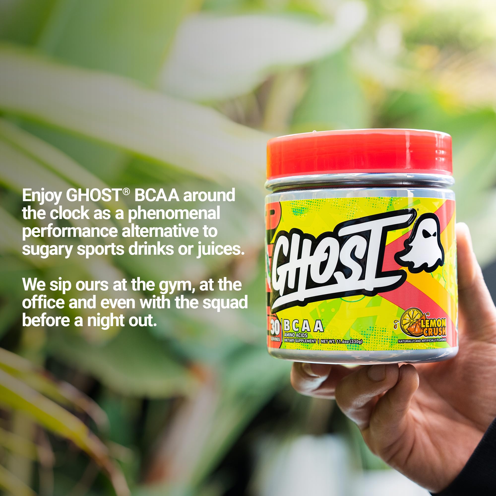GHOST BCAA Lemon Crush 330g lifestyle scene