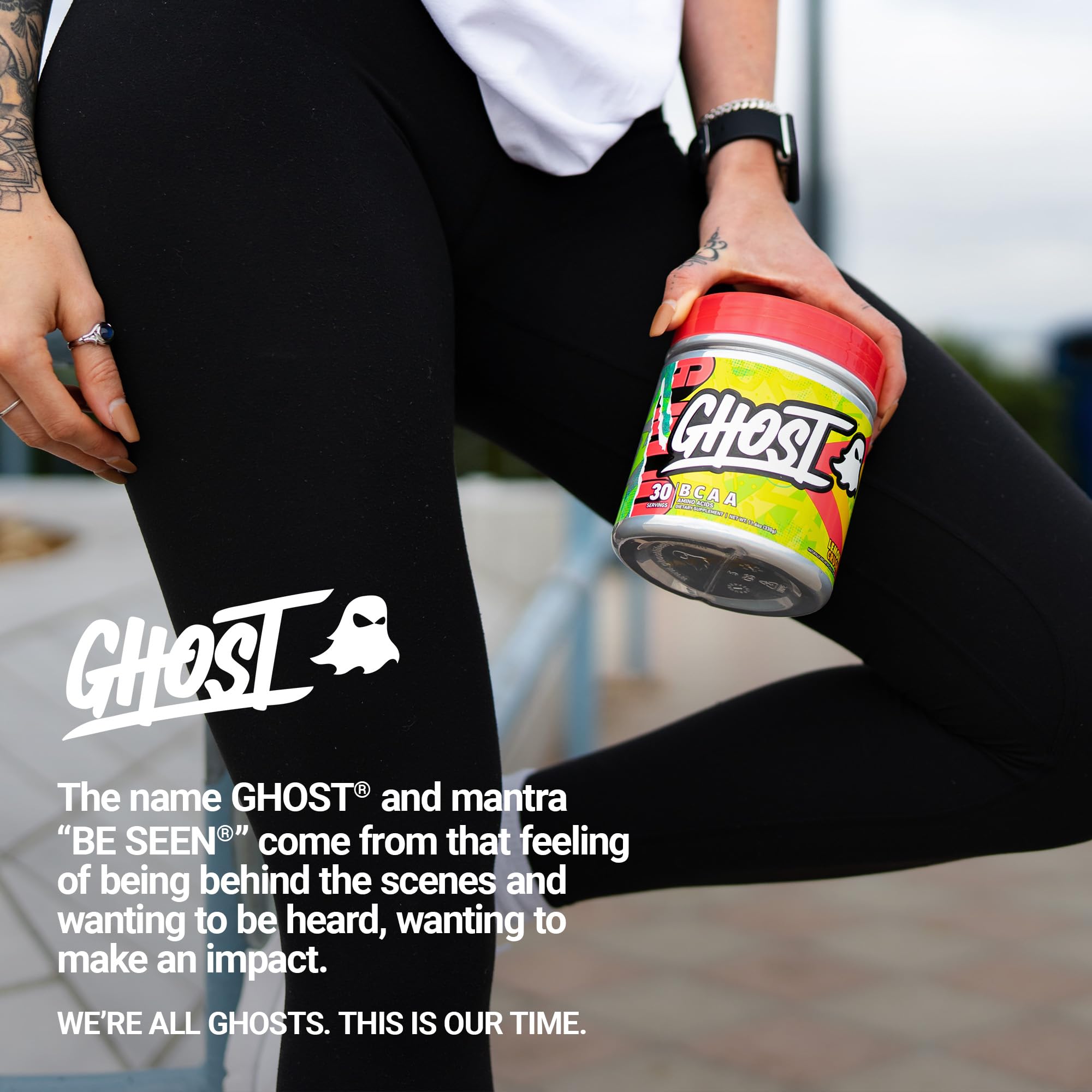 GHOST BCAA Lemon Crush 330g with shaker bottle