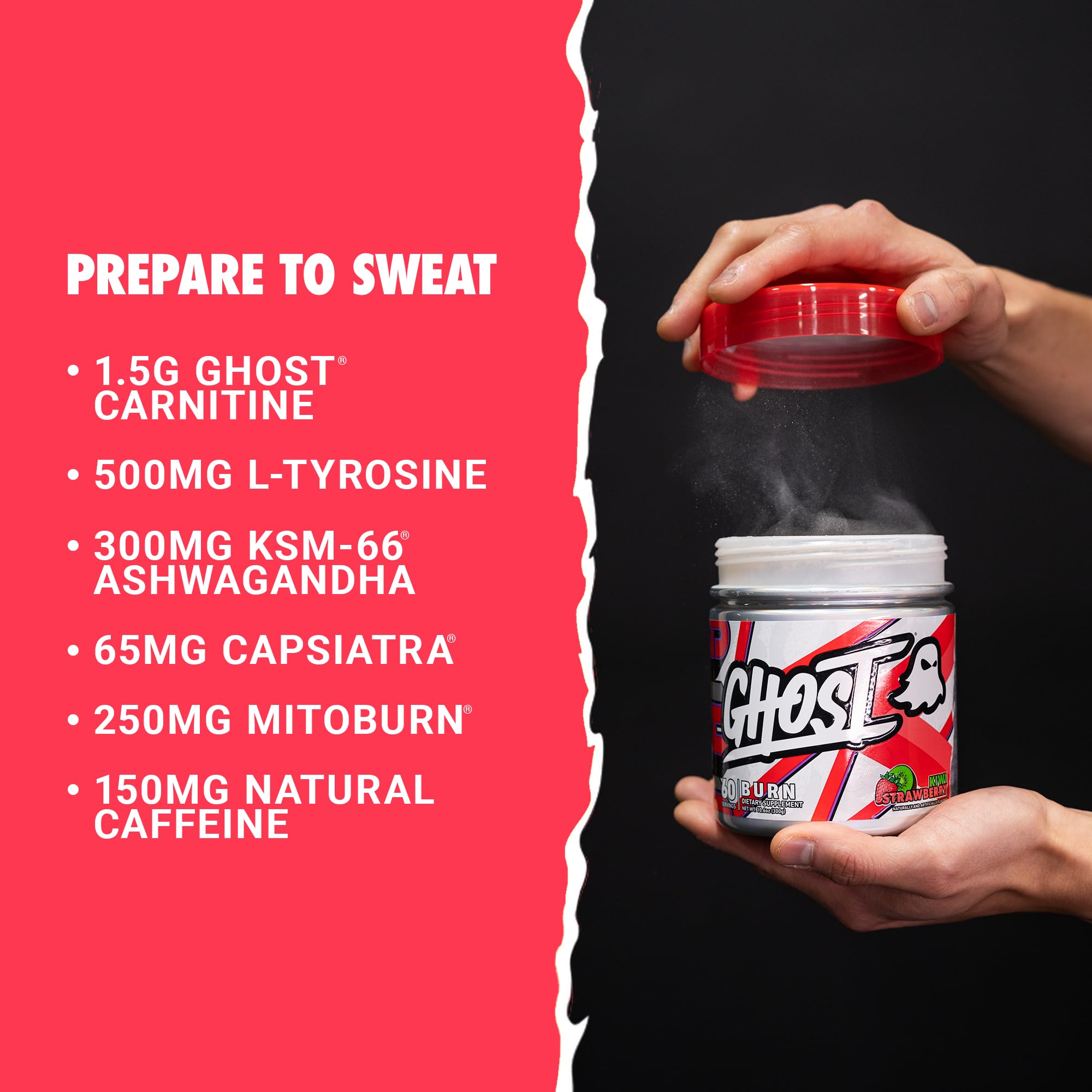 GHOST Burn Thermogenic Fat Burner Kiwi Strawberry side view