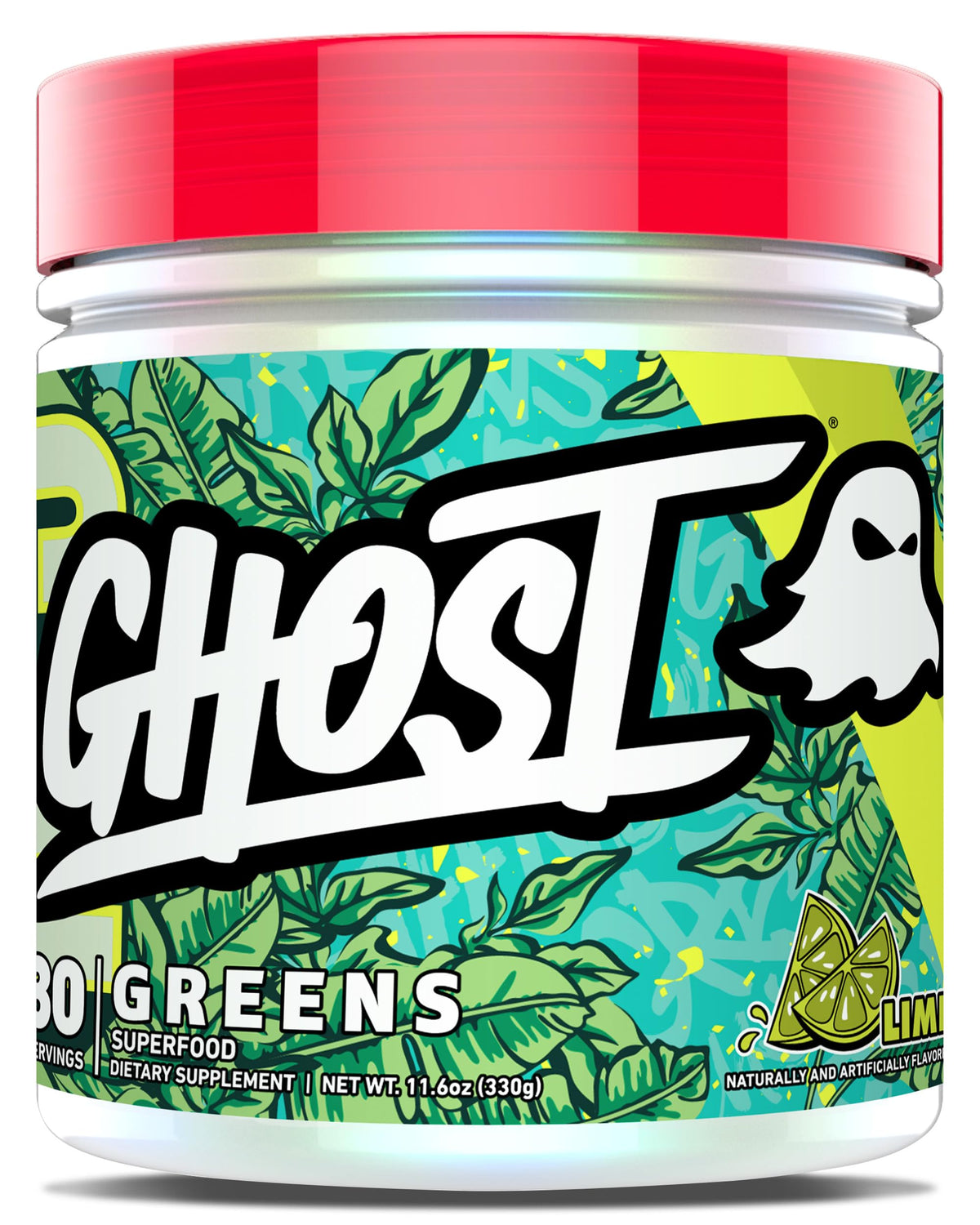 GHOST Greens Chlorella Supplement front view with lime flavour
