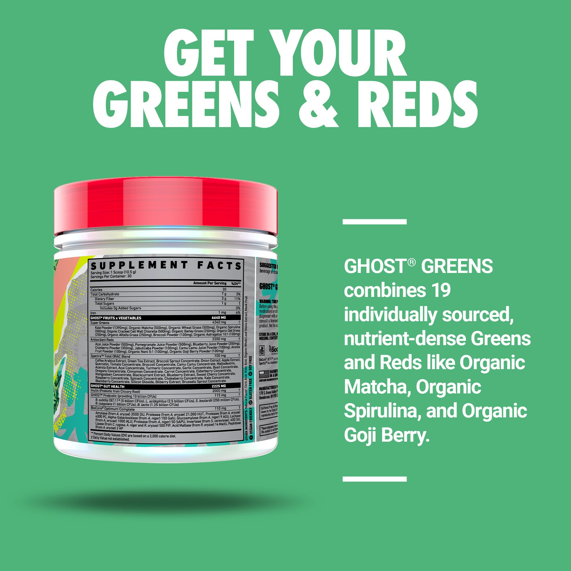 GHOST Greens Guava Berry flavour scoop with powder