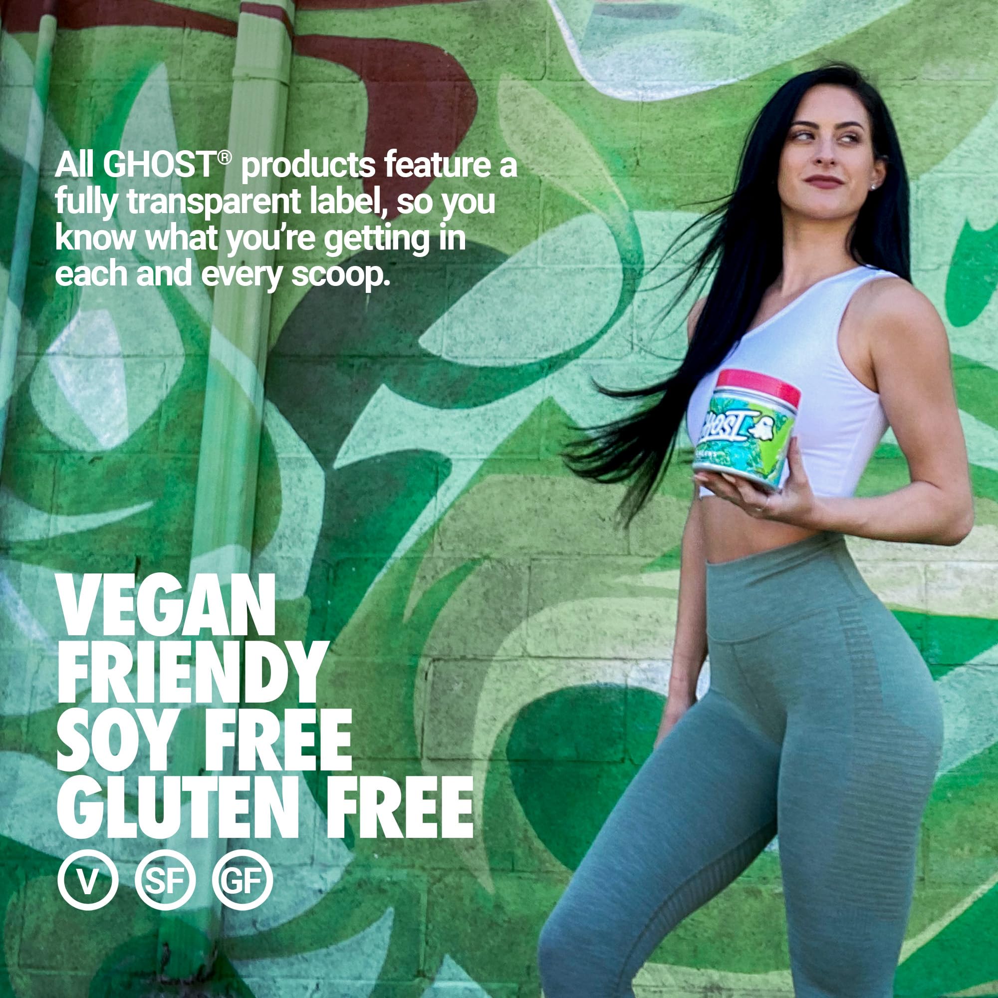 GHOST Greens Guava Berry flavour supplement in a lifestyle setting