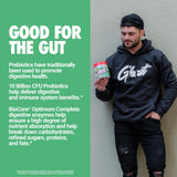 GHOST Greens supplement tub with a tree planting initiative logo