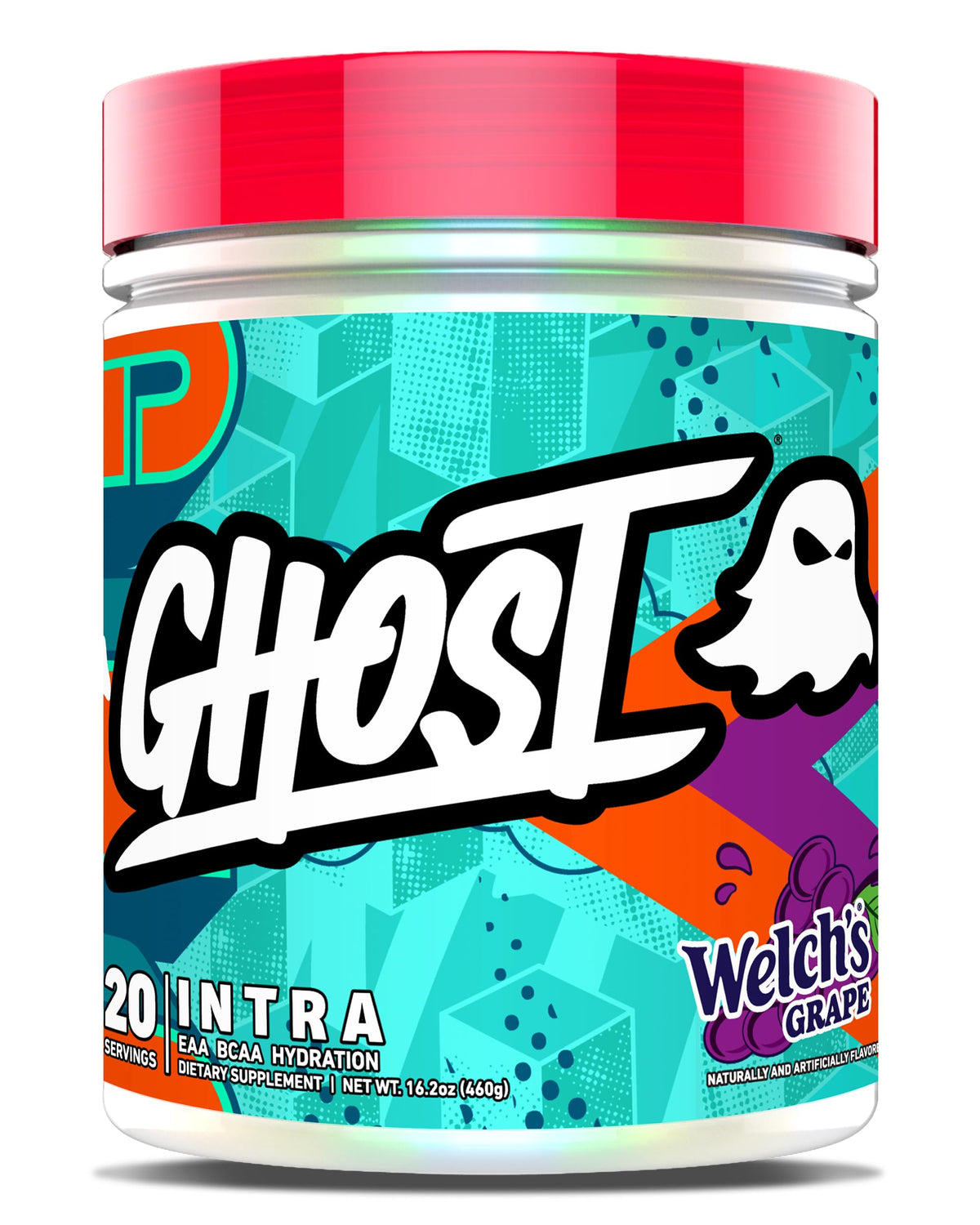 GHOST Intra BCAA Supplement 430g front view with grape flavour