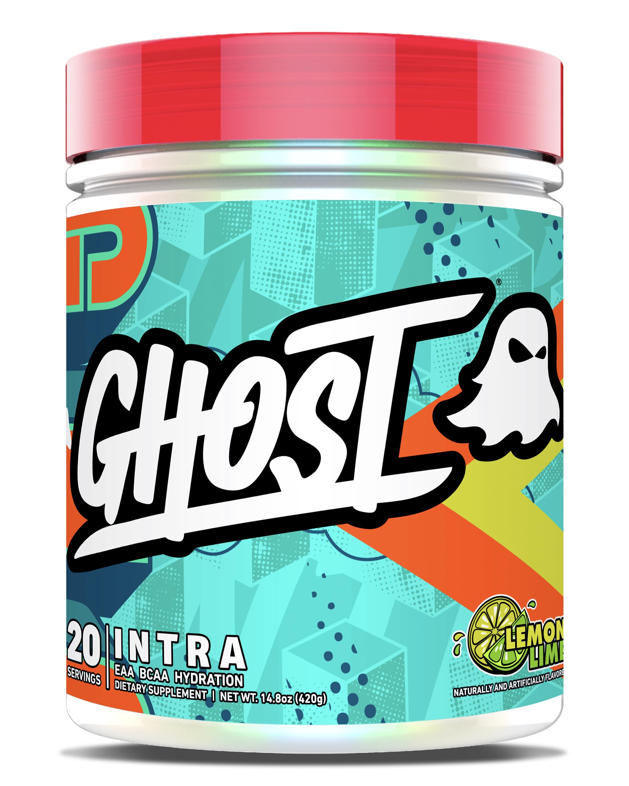 GHOST Intra BCAA Supplement 430g front view with lemon lime flavour