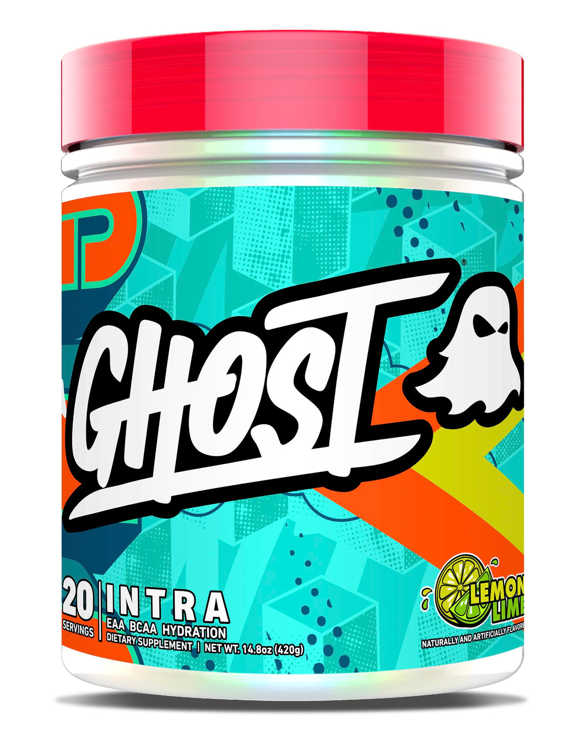GHOST Intra BCAA Supplement 430g front view with lemon lime flavour