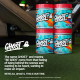 GHOST Intra BCAA Supplement 430g packaging on a kitchen counter