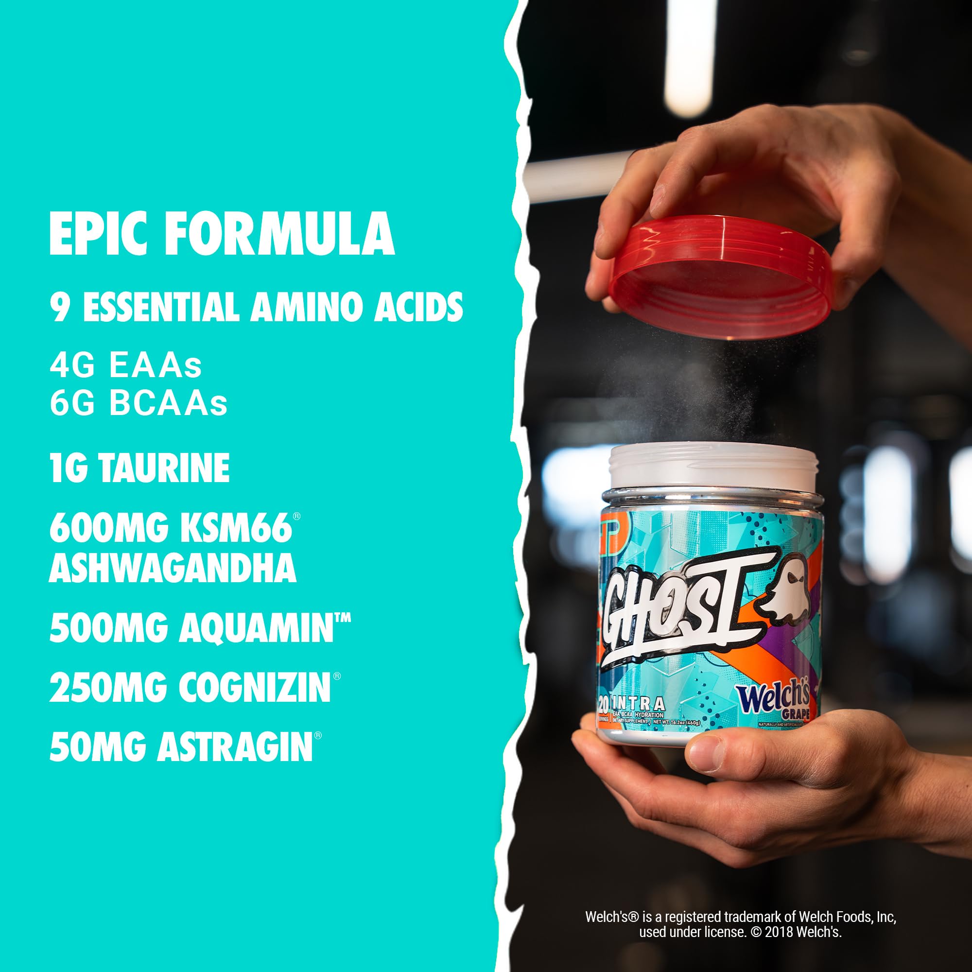 GHOST Intra BCAA Supplement 430g packaging with scoop