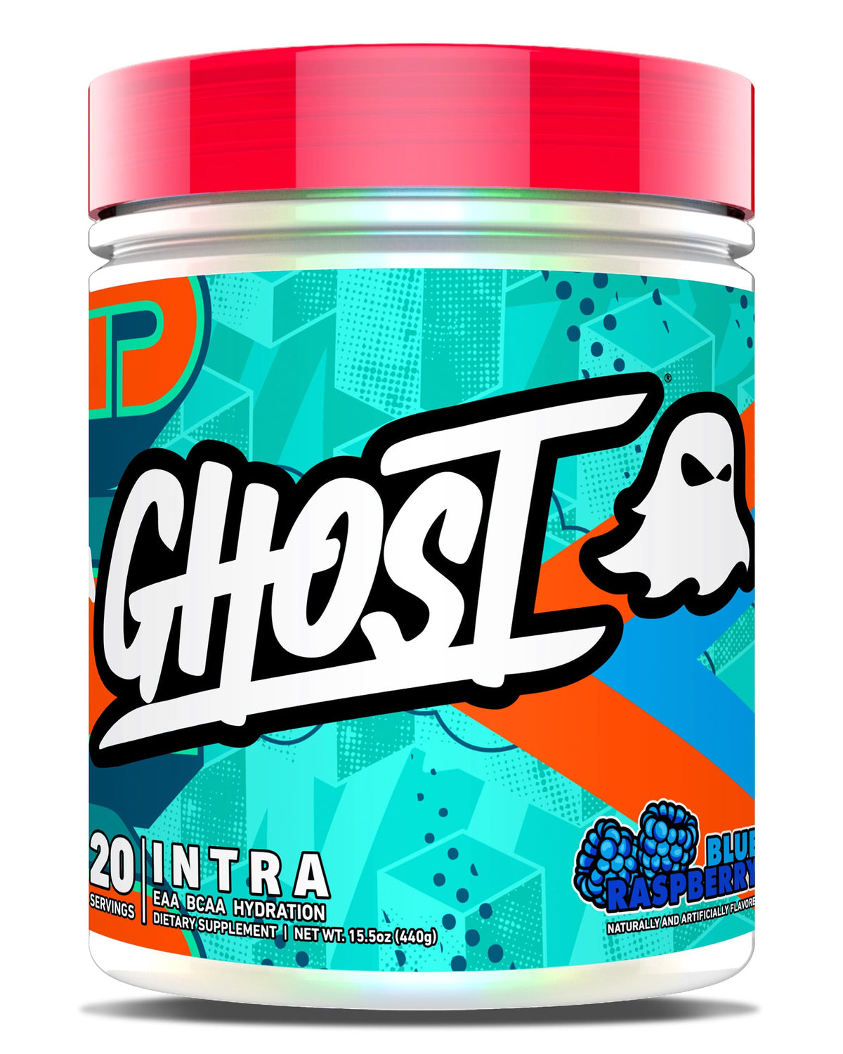 GHOST Intra BCAAs Blue Raspberry flavour front view