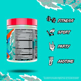 GHOST Intra BCAAs Blue Raspberry scoop in a glass of water