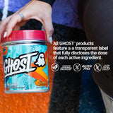 GHOST Intra BCAAs container with gym equipment in background