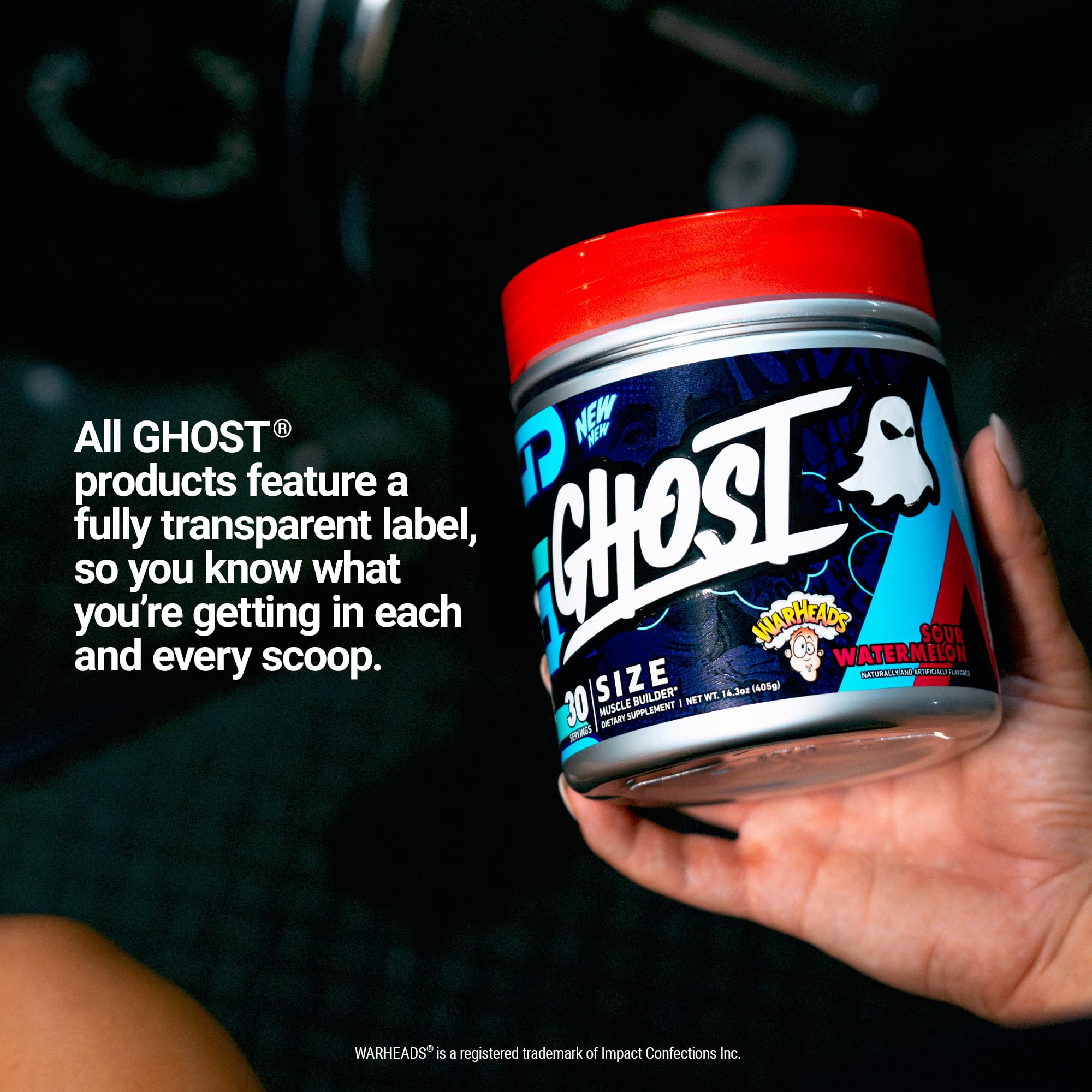 GHOST Size Creatine tub with a glass of mixed powder