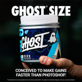 GHOST Size unflavoured creatine supplement back view with ingredient list