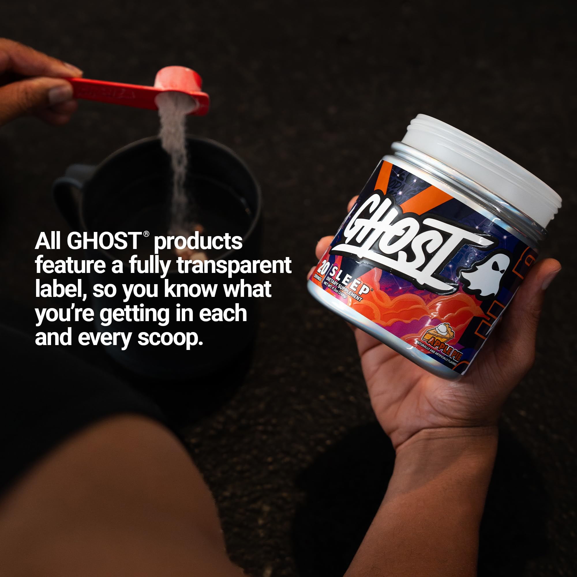 GHOST Sleep Supplement Apple Pie flavor packaging