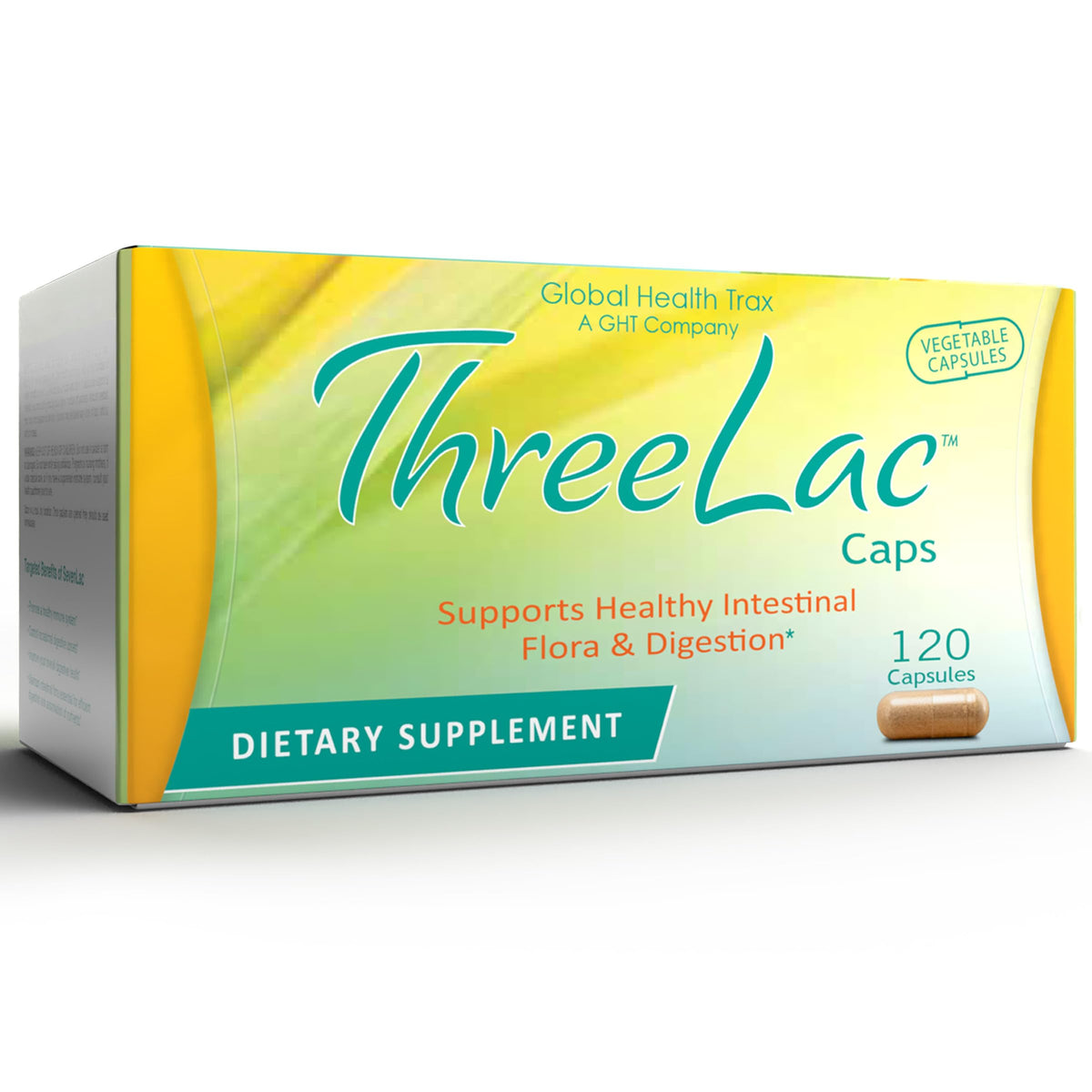 ght Global Health Trax ThreeLac Probiotic Capsules front view