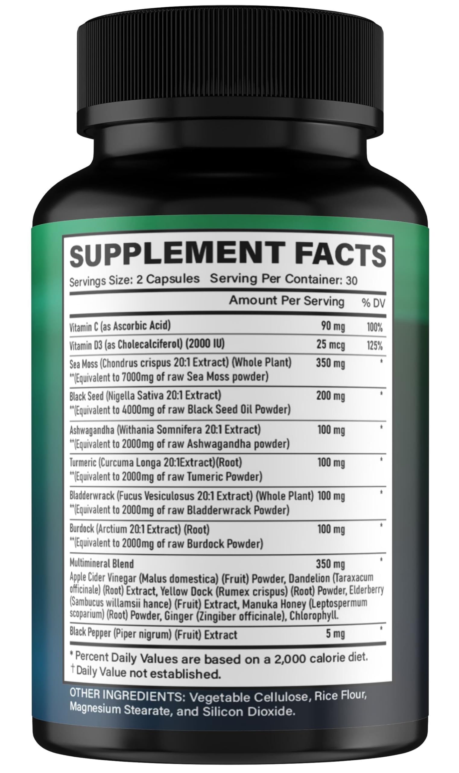 Gi.Da.Culture Sea Moss Capsules with herbal ingredients display
