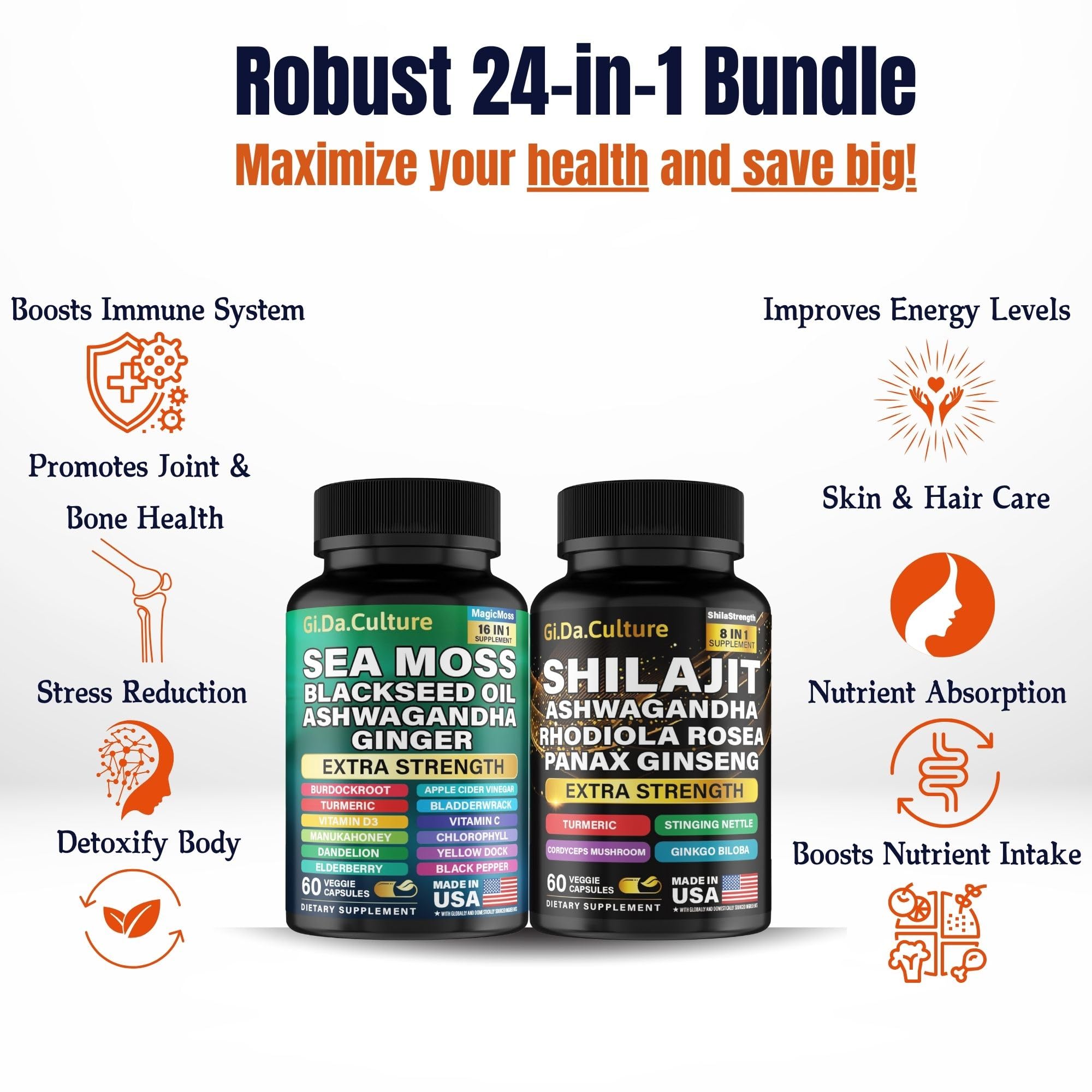 Gi.Da.Culture Shilajit and Sea Moss capsules packaging