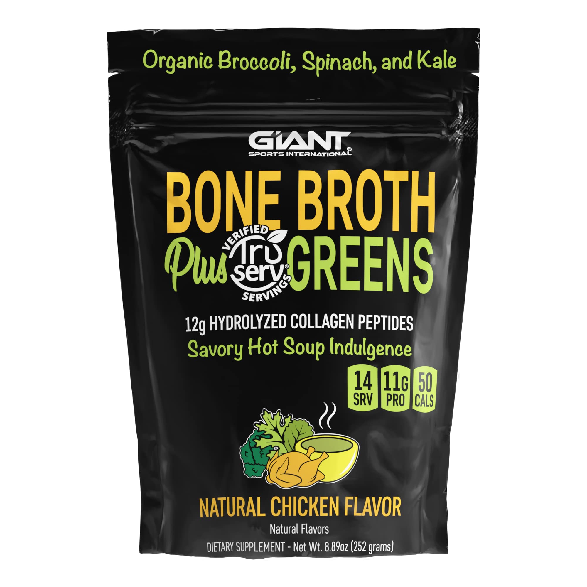Giant Sports International Bone Broth Plus Greens 252g front view
