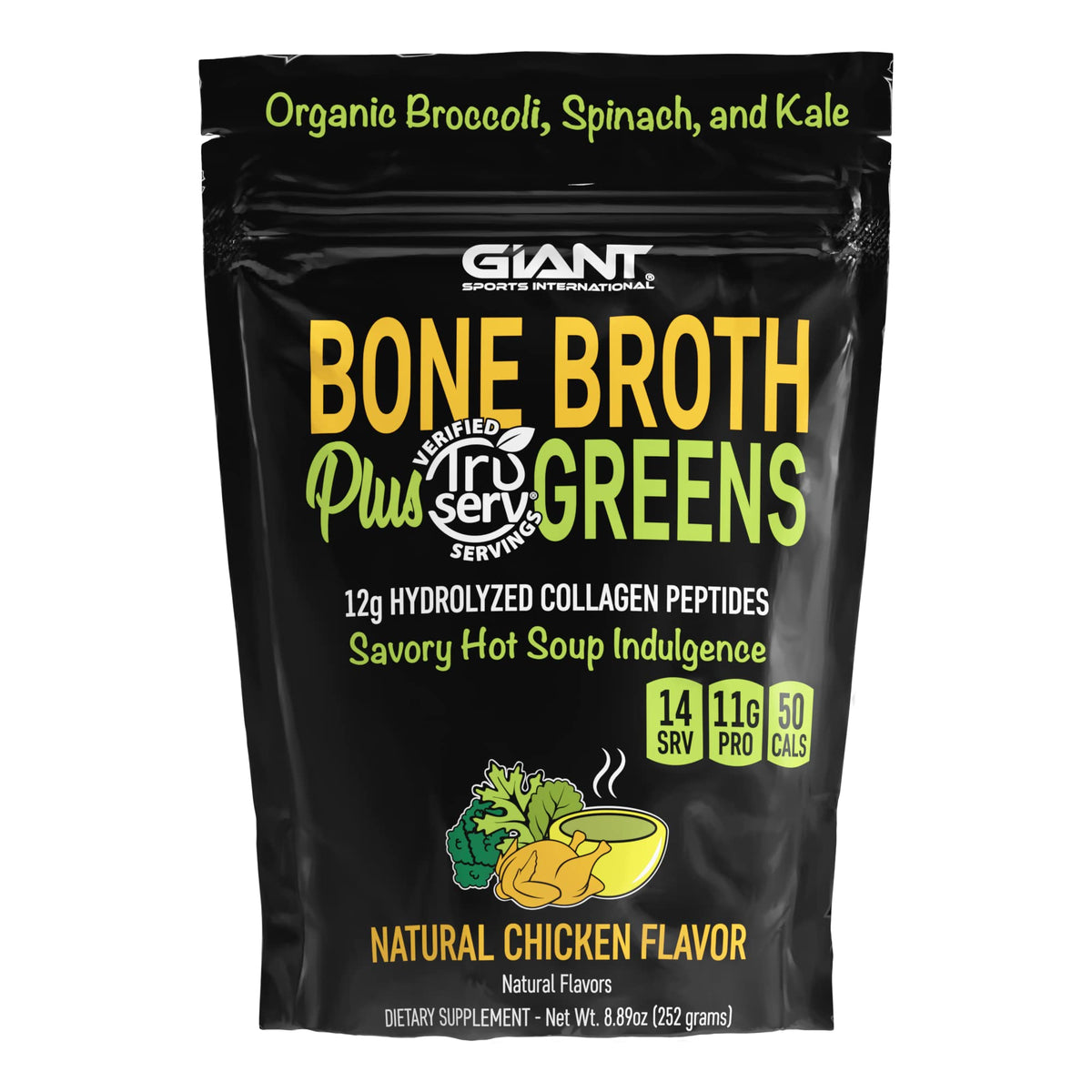 Giant Sports International Bone Broth Plus Greens 252g front view