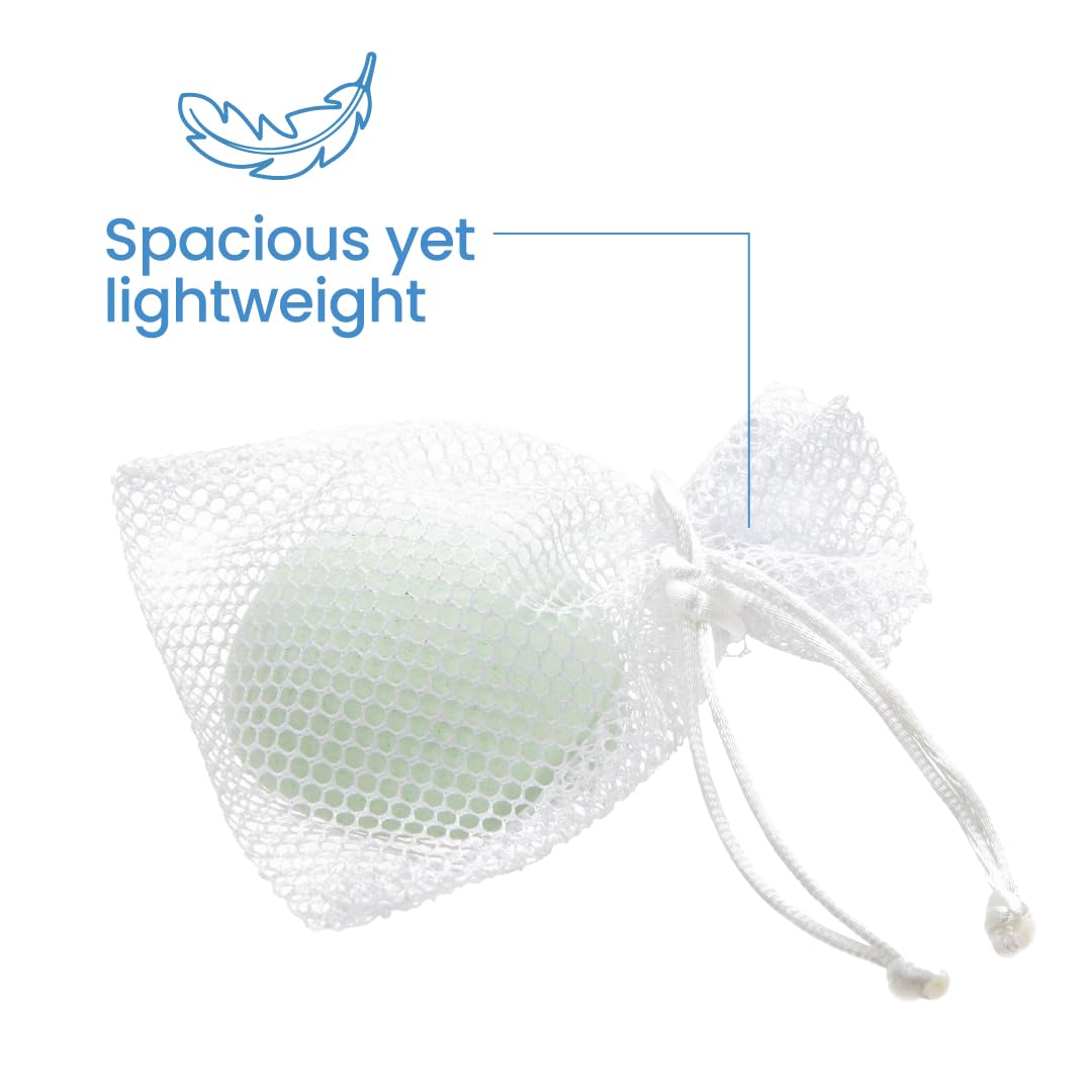 Ginger Lily Farms Shower Blast Mesh Bag displayed with other shower accessories