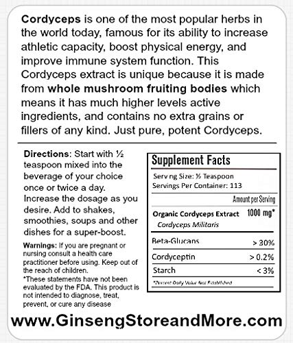 GinsengStoreAndMore Cordyceps Mushroom Supplement packaging