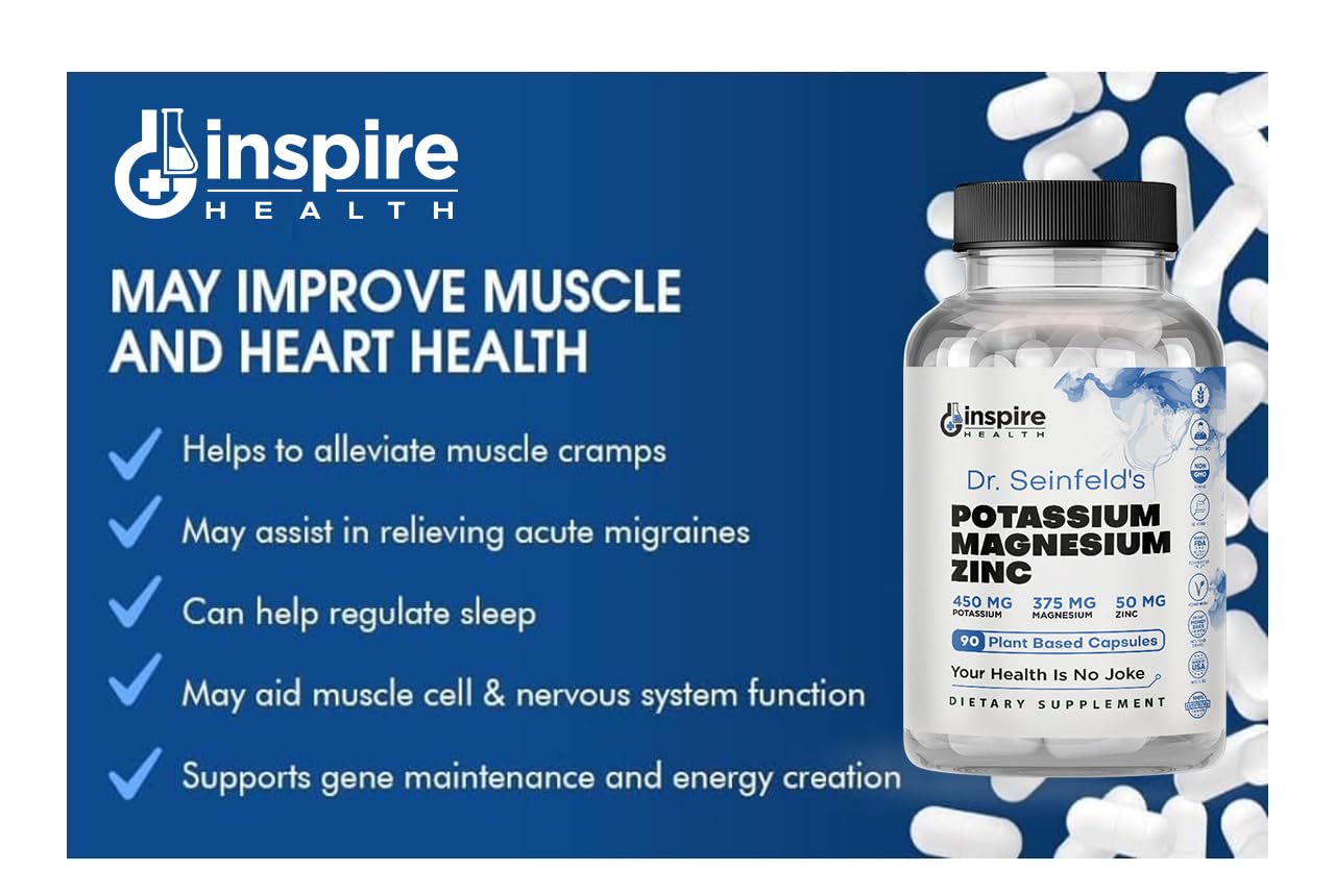 GINSPIRE NUTRITION Potassium Magnesium Zinc Supplement 90 Capsules opened